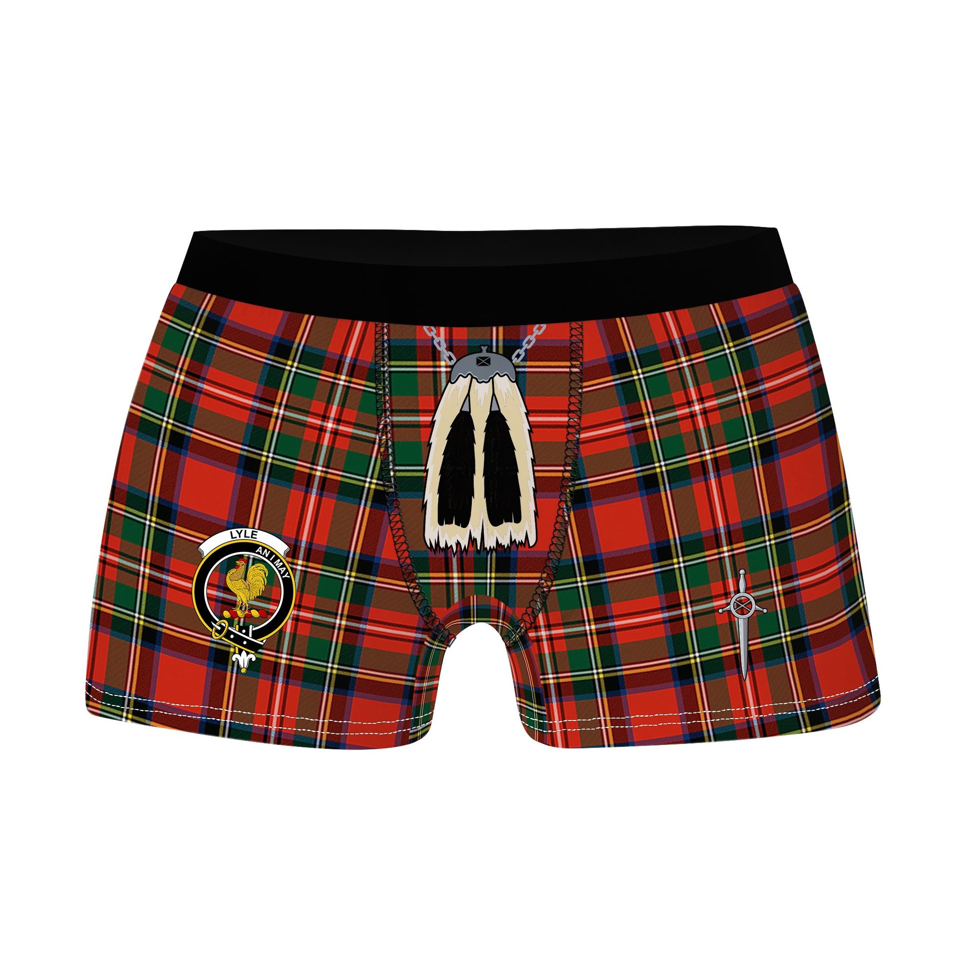 ScotsTee Shop Scottish Lyle Clan Crest Highland Kilt Sporran Tartan Boxer Briefs