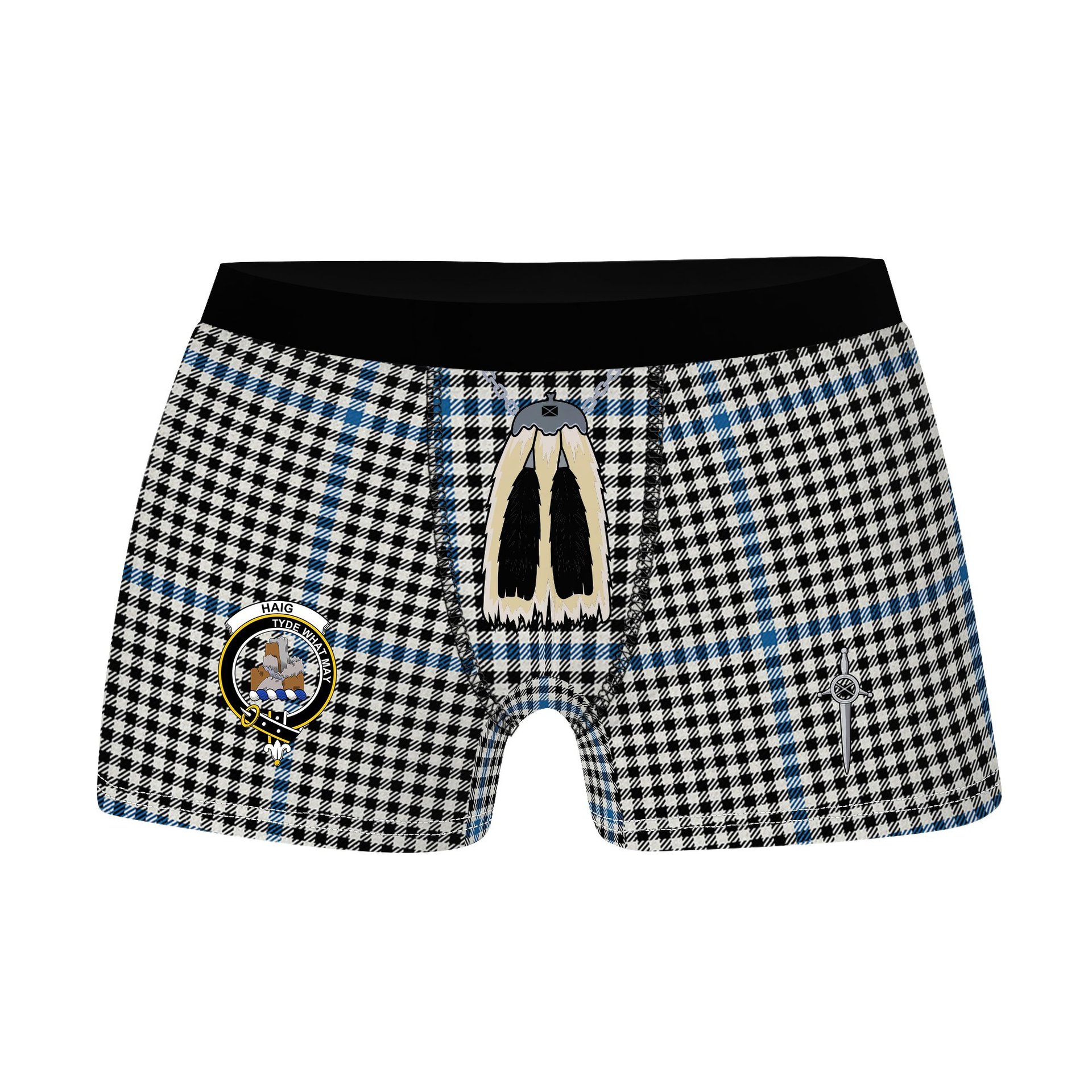 ScotsTee Shop Scottish Haig Ancient Clan Crest Highland Kilt Sporran Tartan Boxer Briefs
