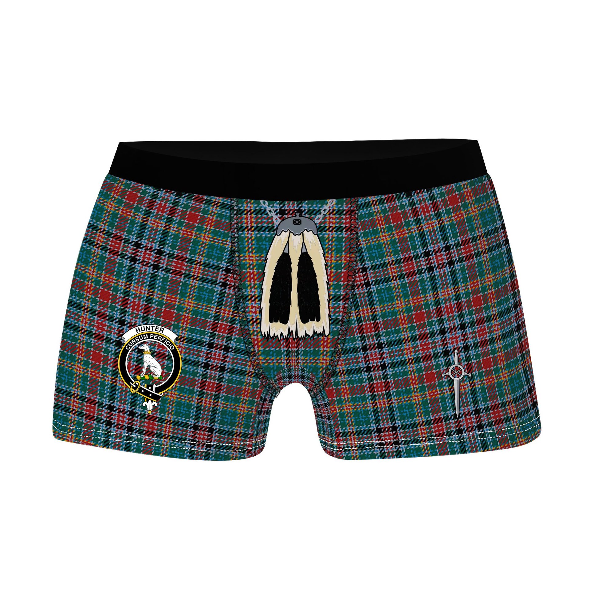 ScotsTee Shop Scottish Hunter Old Modern Clan Crest Highland Kilt Sporran Tartan Boxer Briefs