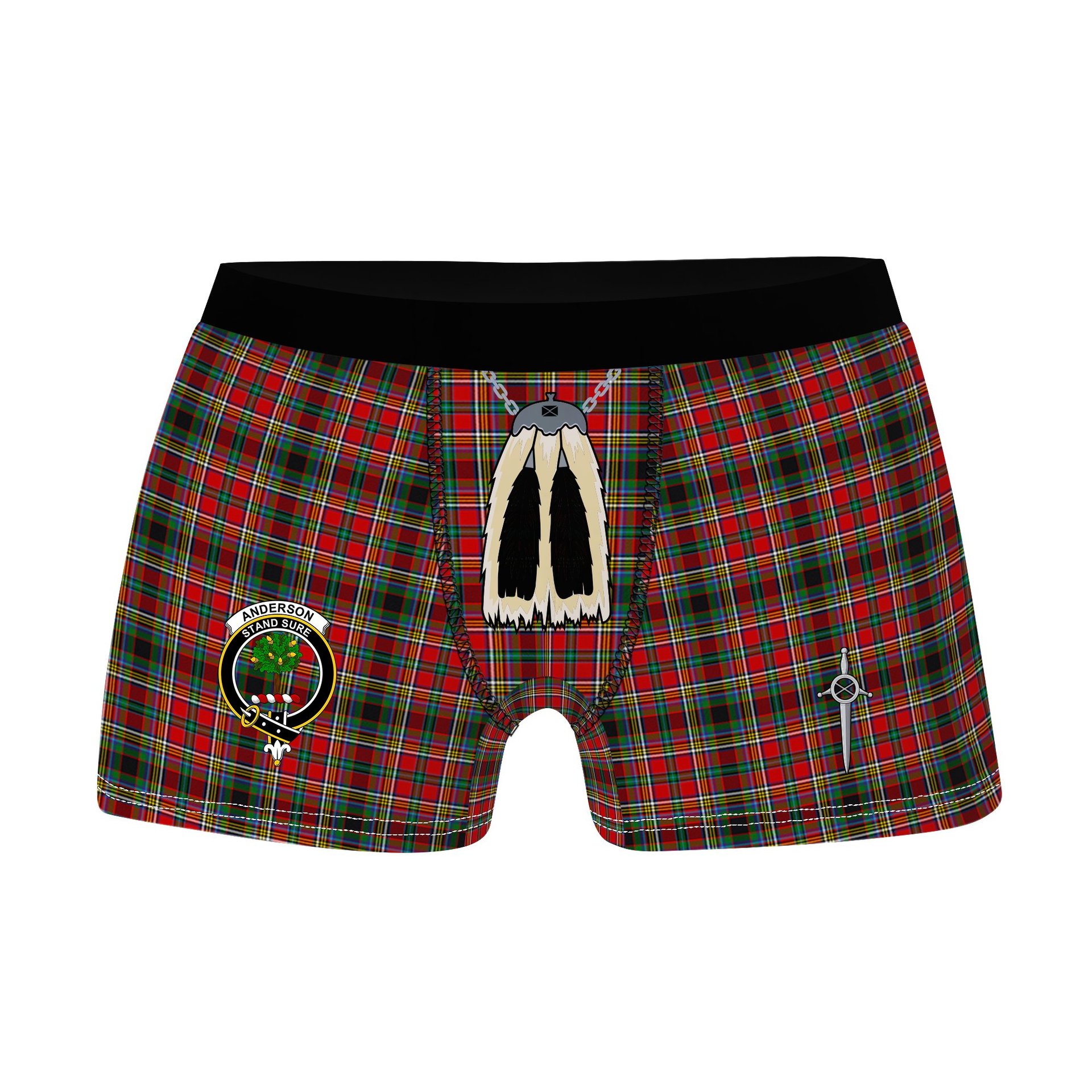 ScotsTee Shop Scottish Anderson of Arbrake SC Clan Crest Highland Kilt Sporran Tartan Boxer Briefs