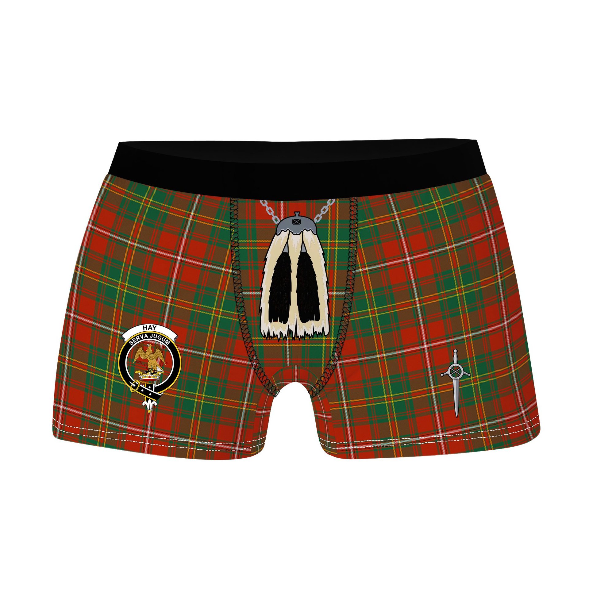 ScotsTee Shop Scottish Hay Ancient Clan Crest Highland Kilt Sporran Tartan Boxer Briefs
