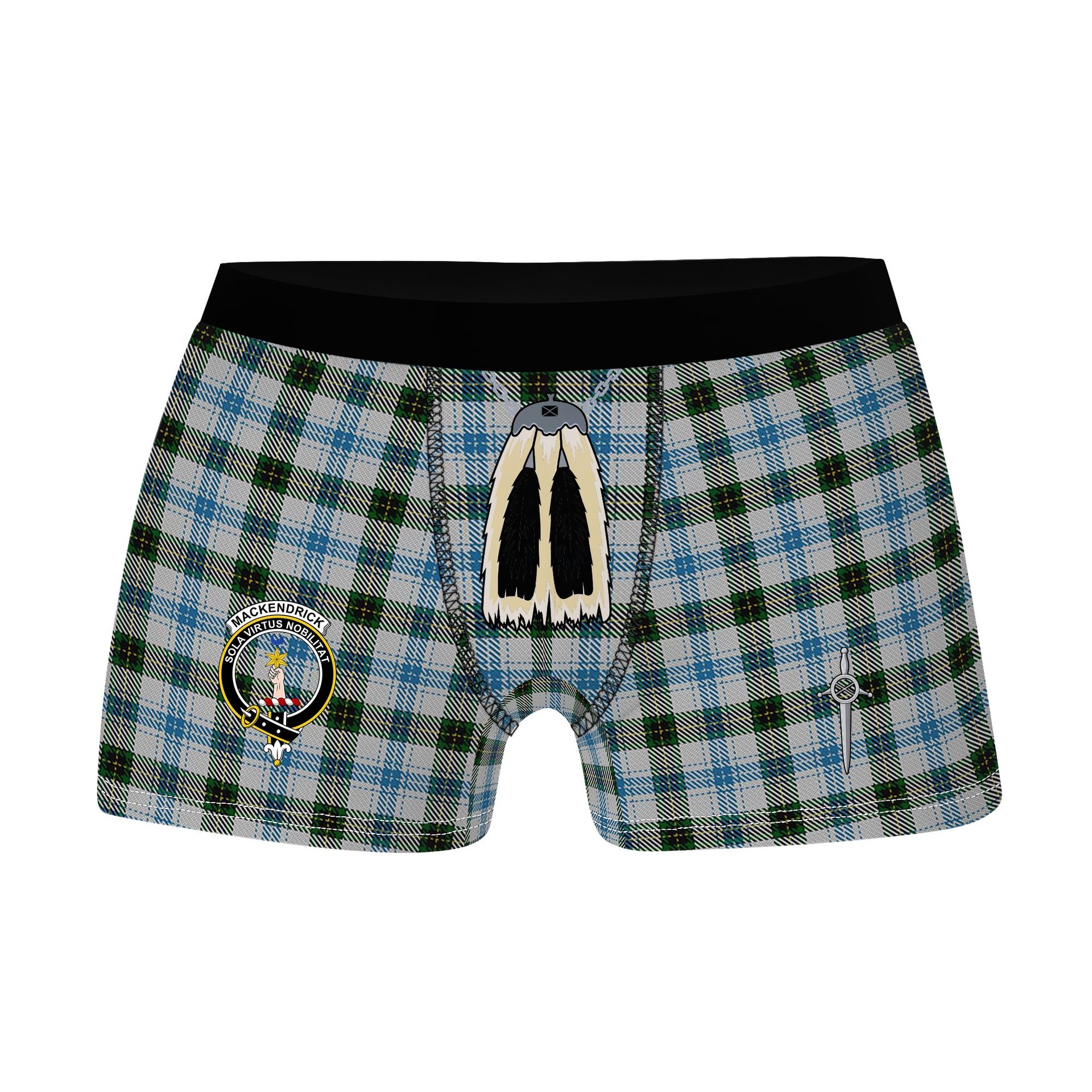 ScotsTee Shop Scottish MacKendrick Dress Clan Crest Highland Kilt Sporran Tartan Boxer Briefs