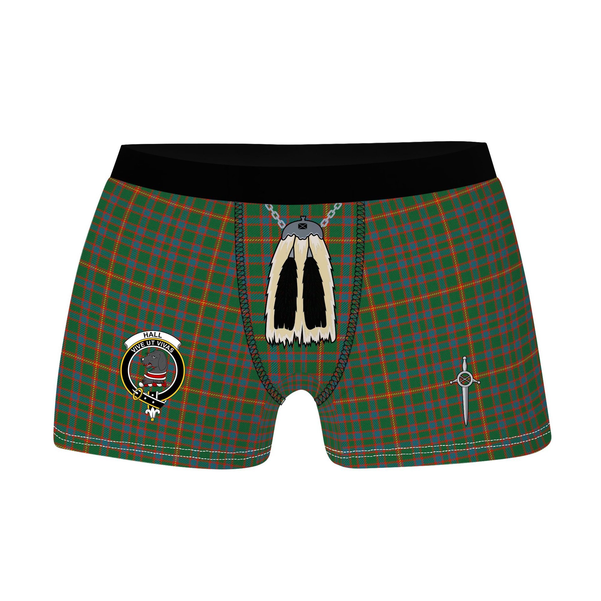 ScotsTee Shop Scottish Hall Ancient Clan Crest Highland Kilt Sporran Tartan Boxer Briefs