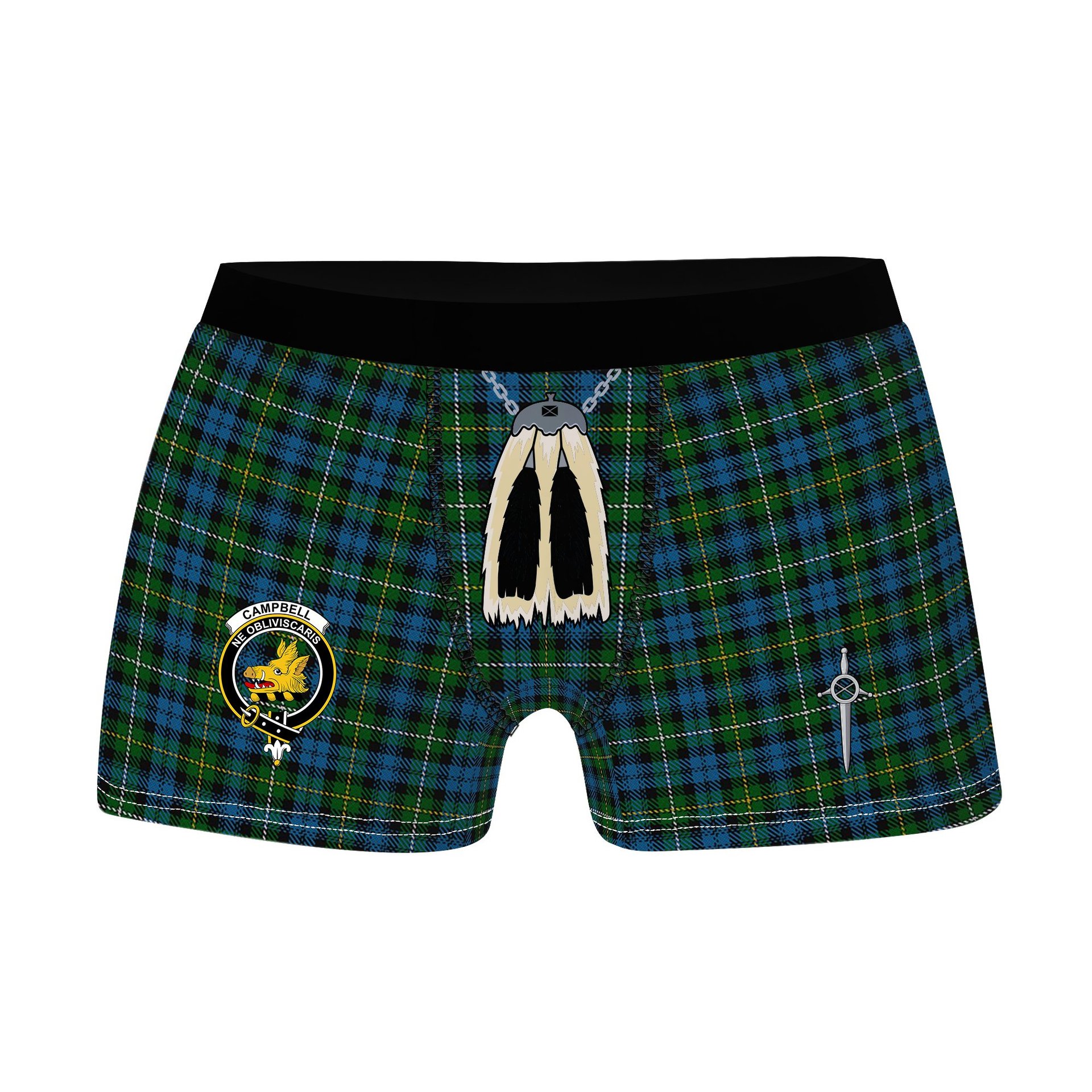 ScotsTee Shop Scottish Campbell of Argyll 02 Clan Crest Highland Kilt Sporran Tartan Boxer Briefs