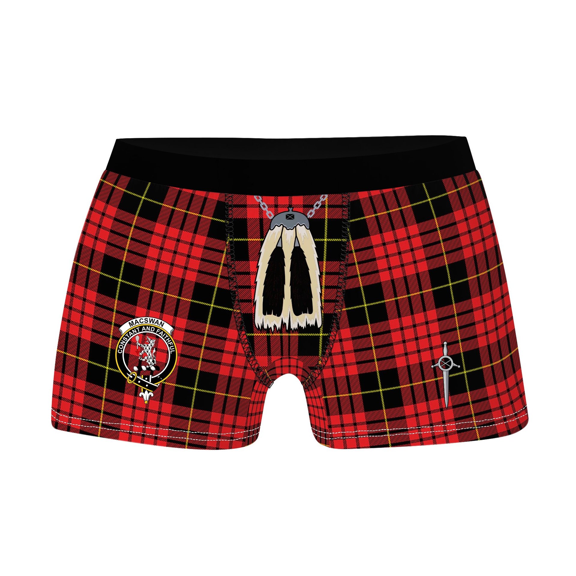 ScotsTee Shop Scottish MacSwan Modern Clan Crest Highland Kilt Sporran Tartan Boxer Briefs
