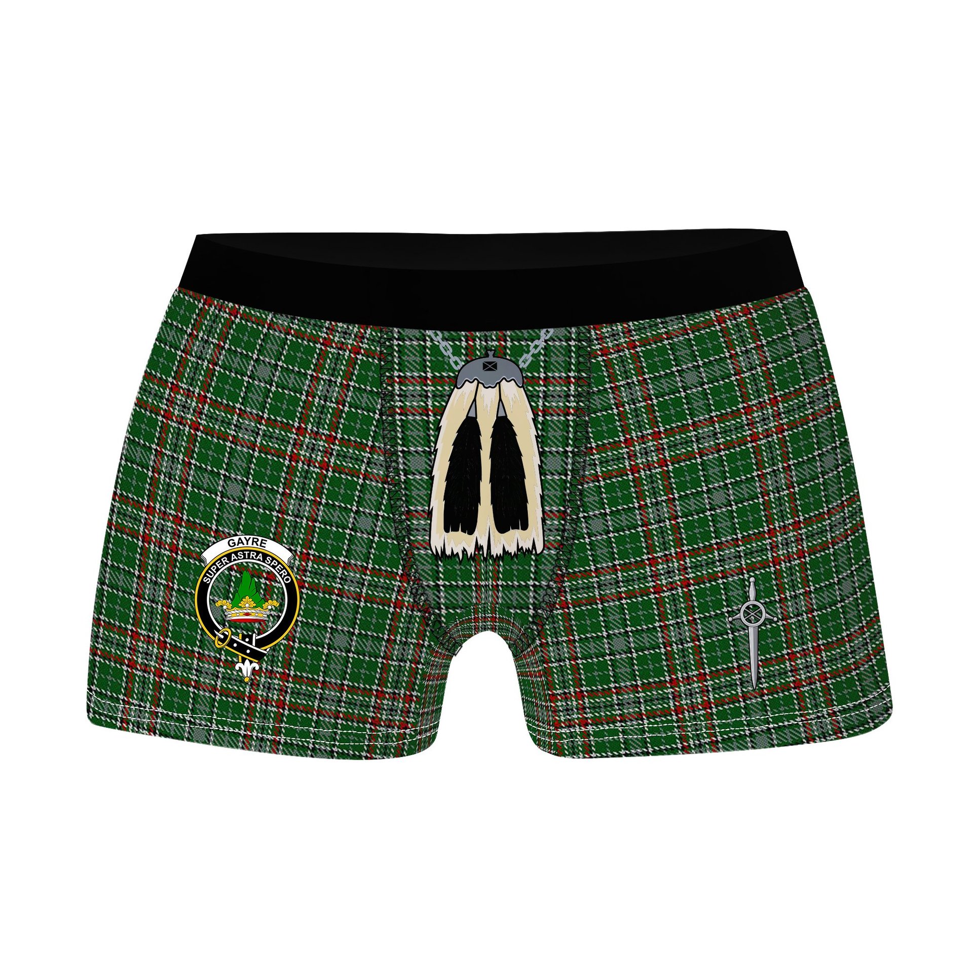 ScotsTee Shop Scottish Gayre Dress Clan Crest Highland Kilt Sporran Tartan Boxer Briefs