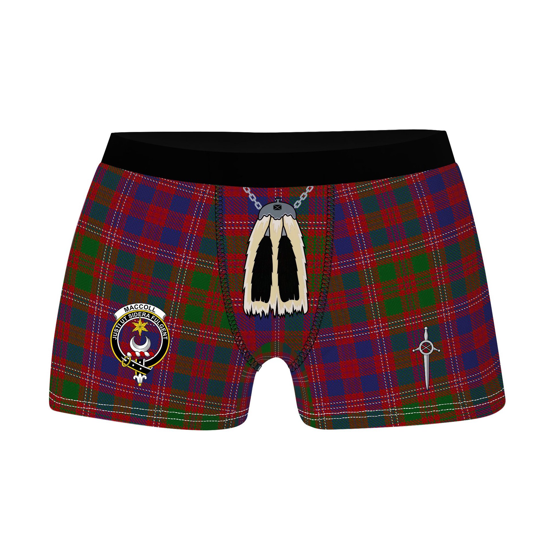 ScotsTee Shop Scottish MacColl Hunting Clan Crest Highland Kilt Sporran Tartan Boxer Briefs