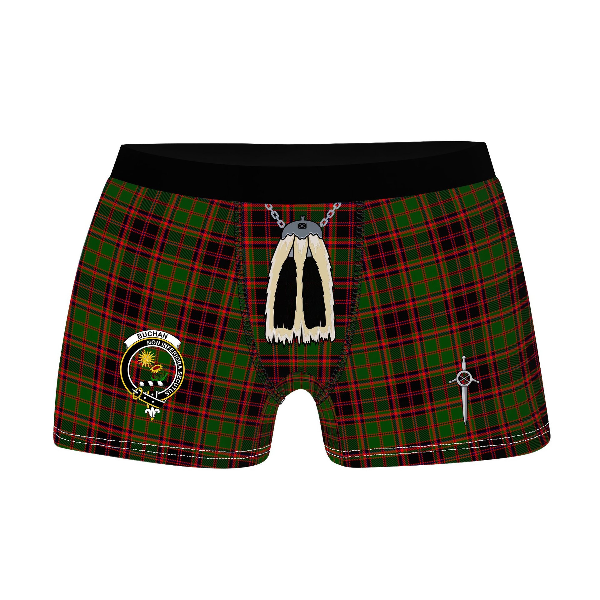 ScotsTee Shop Scottish Buchan Modern Clan Crest Highland Kilt Sporran Tartan Boxer Briefs