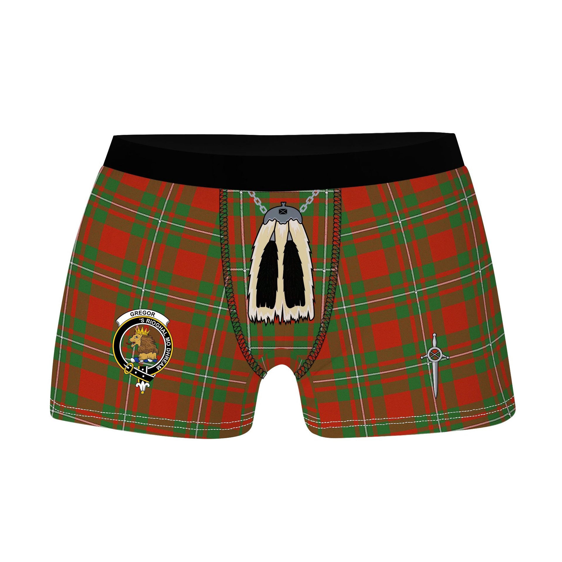 ScotsTee Shop Scottish Gregor Ancient Clan Clan Crest Highland Kilt Sporran Tartan Boxer Briefs