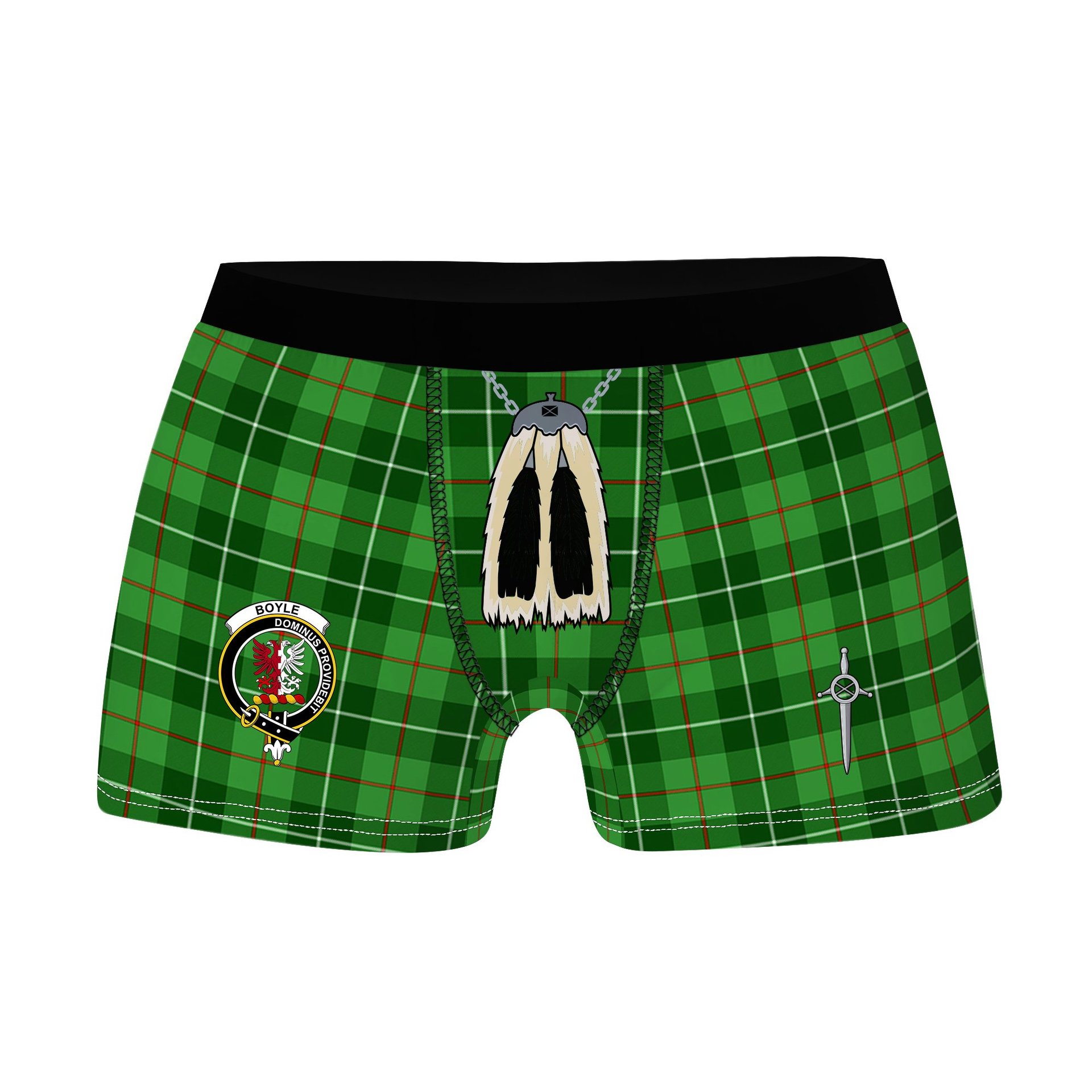 ScotsTee Shop Scottish Boyle SC Clan Crest Highland Kilt Sporran Tartan Boxer Briefs