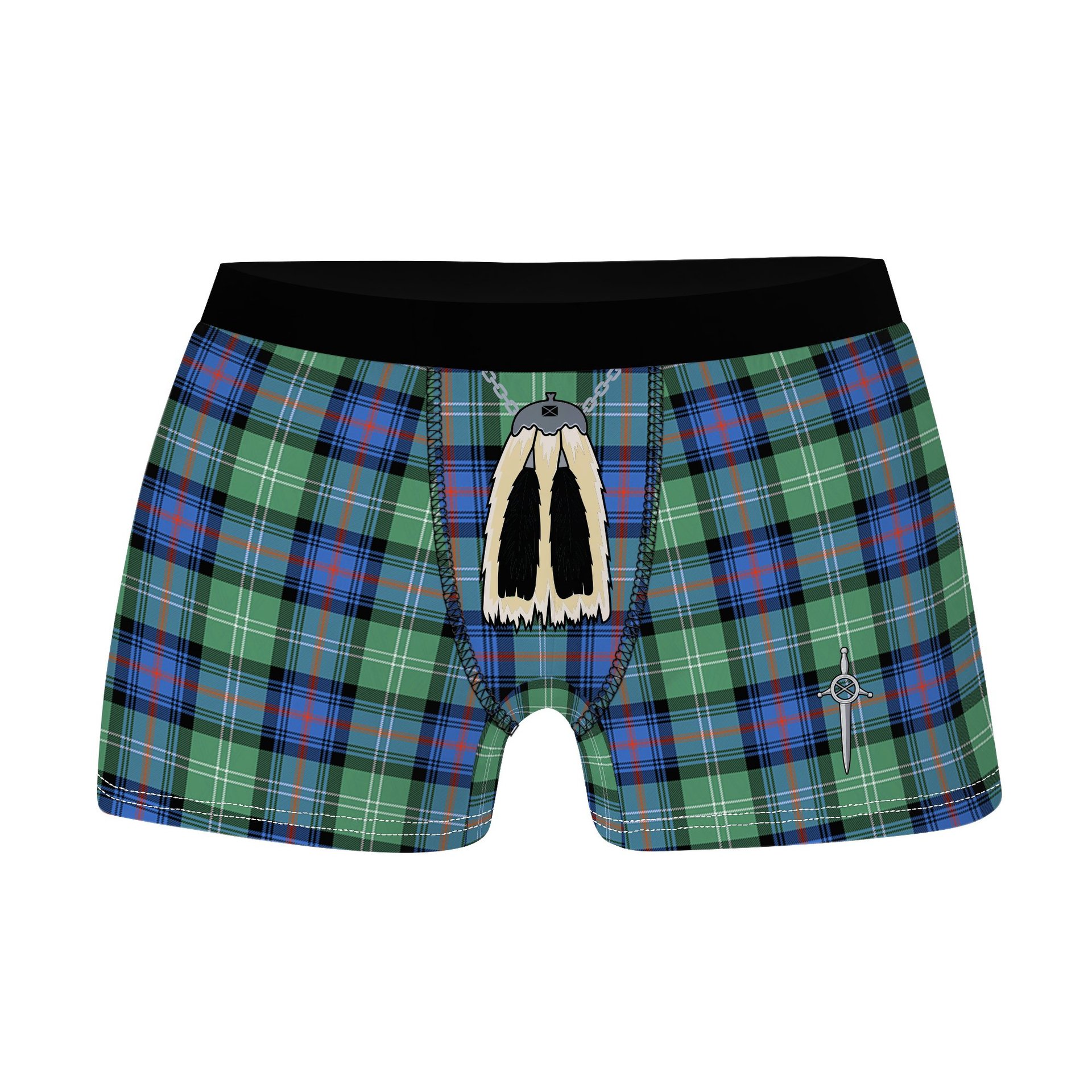 ScotsTee Shop Scottish Sutherland Old Ancient SC Clan Highland Kilt Sporran Tartan Boxer Briefs
