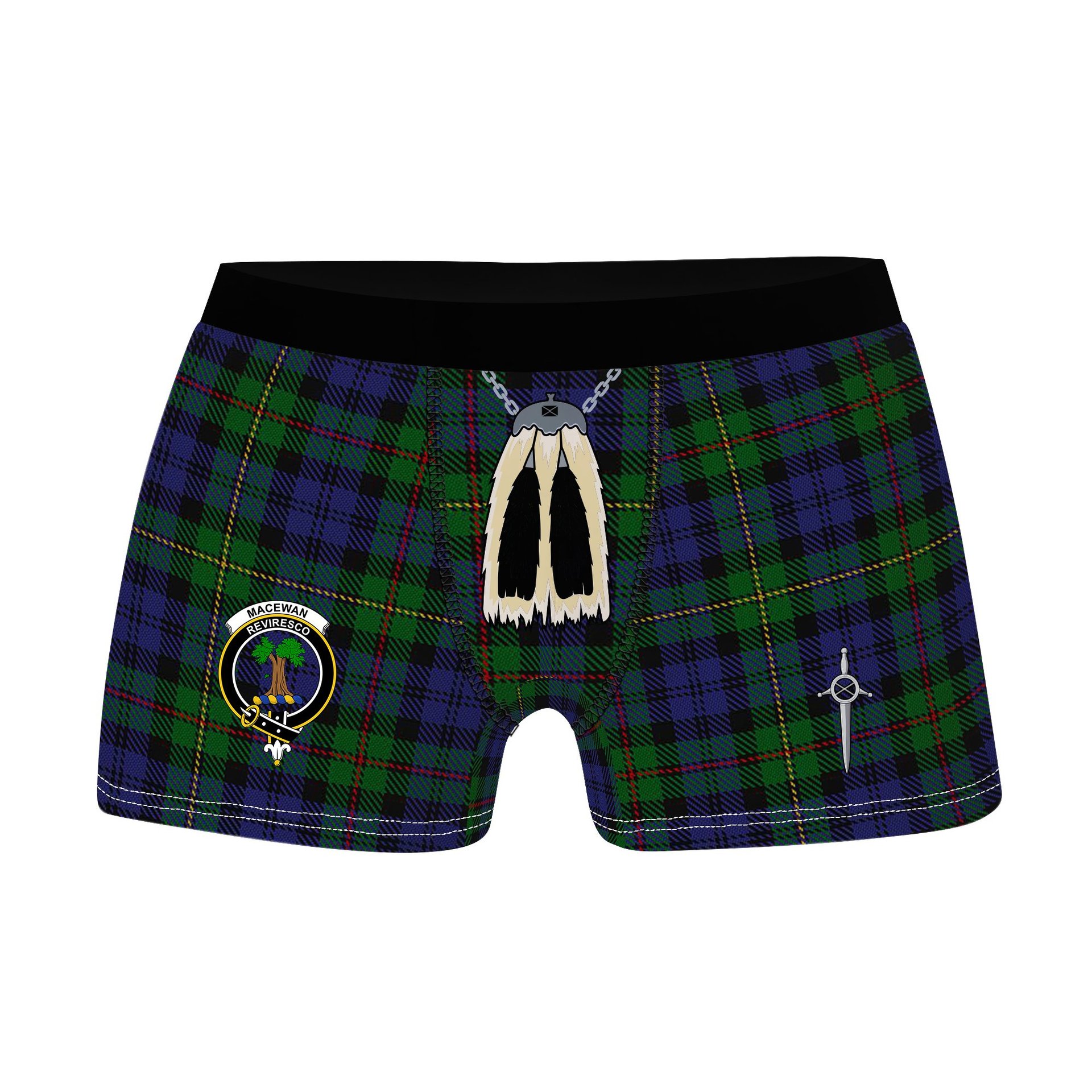 ScotsTee Shop Scottish MacEwan Clan Crest Highland Kilt Sporran Tartan Boxer Briefs