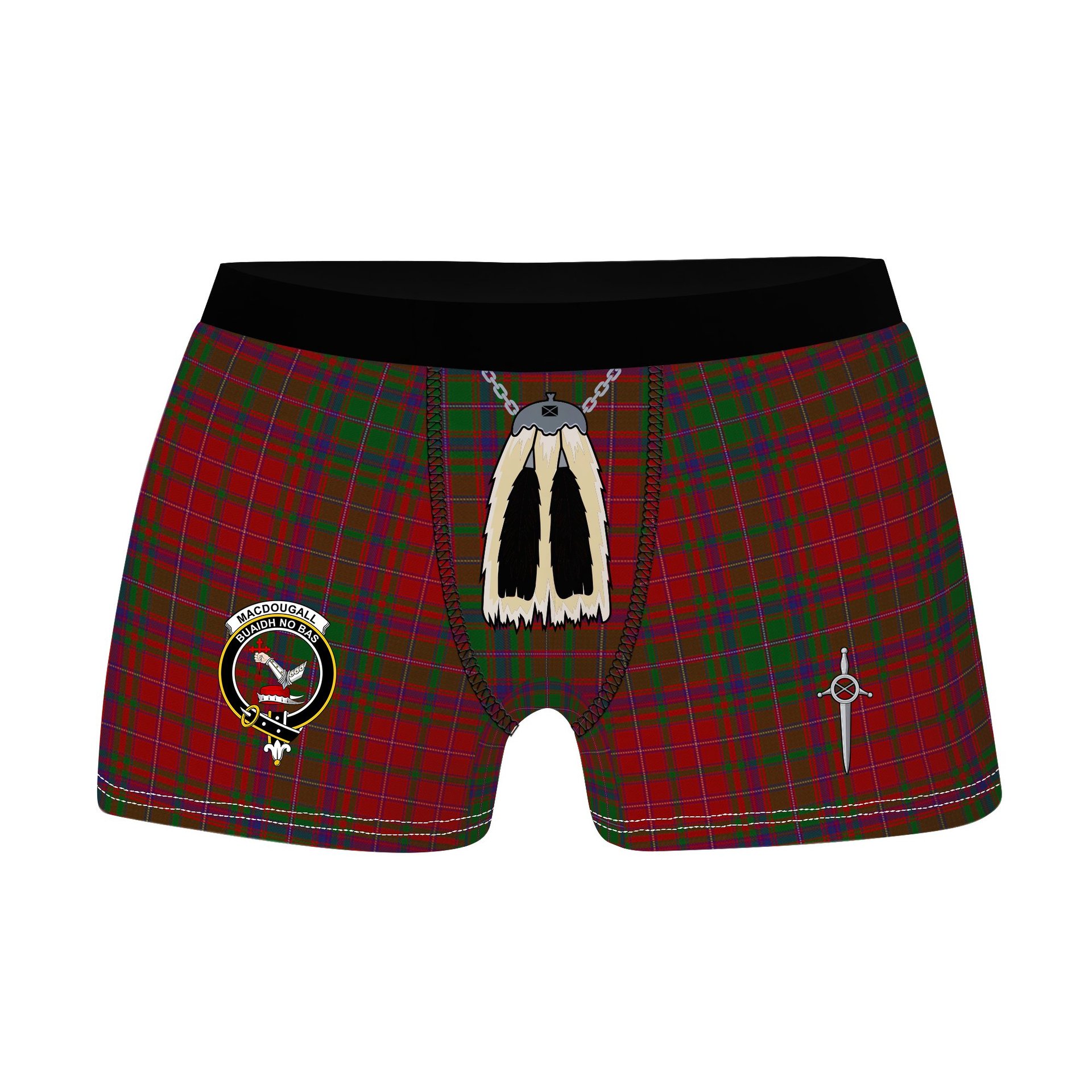 ScotsTee Shop Scottish MacDougall Clan Crest Highland Kilt Sporran Tartan Boxer Briefs
