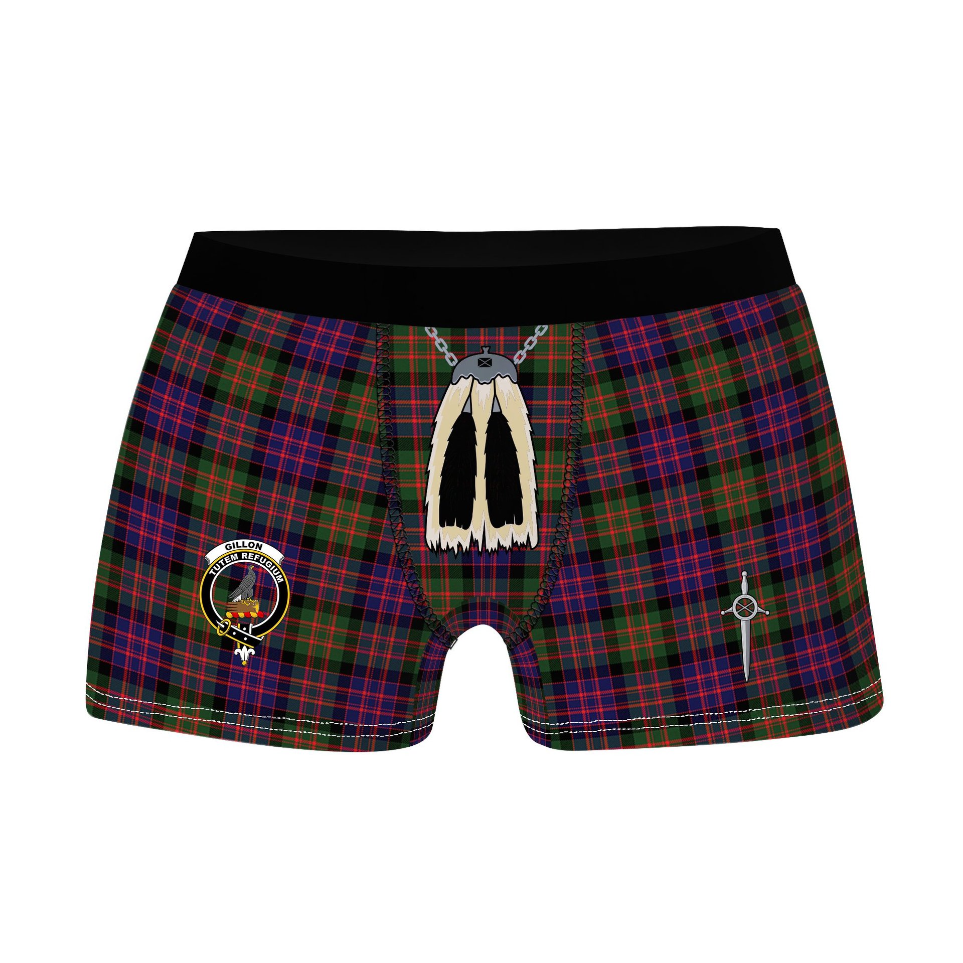 ScotsTee Shop Scottish Gillon Clan Crest Highland Kilt Sporran Tartan Boxer Briefs