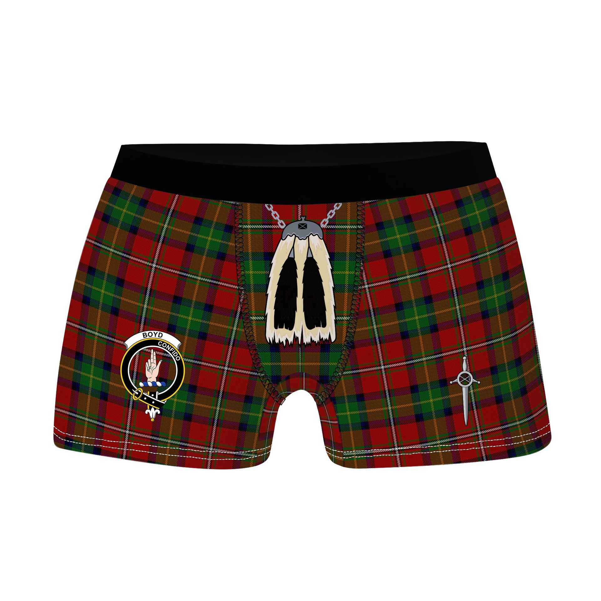 ScotsTee Shop Scottish Boyd Clan Crest Highland Kilt Sporran Tartan Boxer Briefs