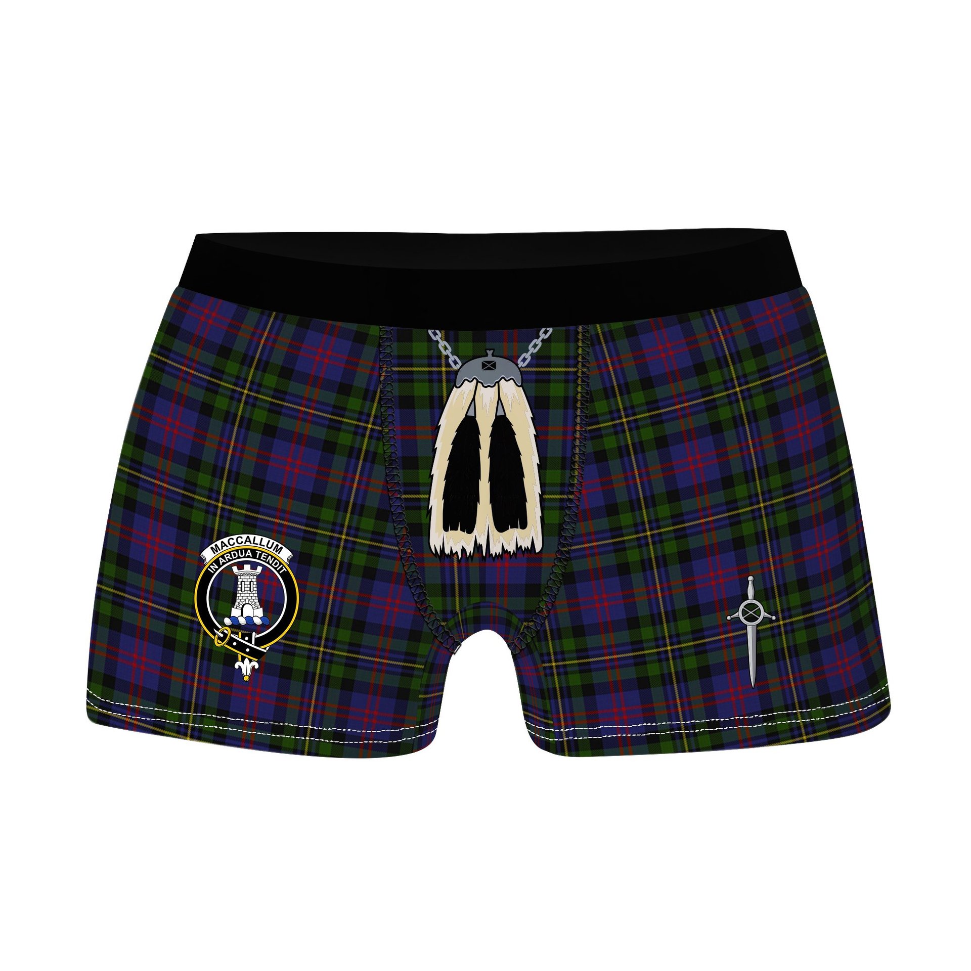 ScotsTee Shop Scottish MacCallum of Berwick Clan Crest Highland Kilt Sporran Tartan Boxer Briefs