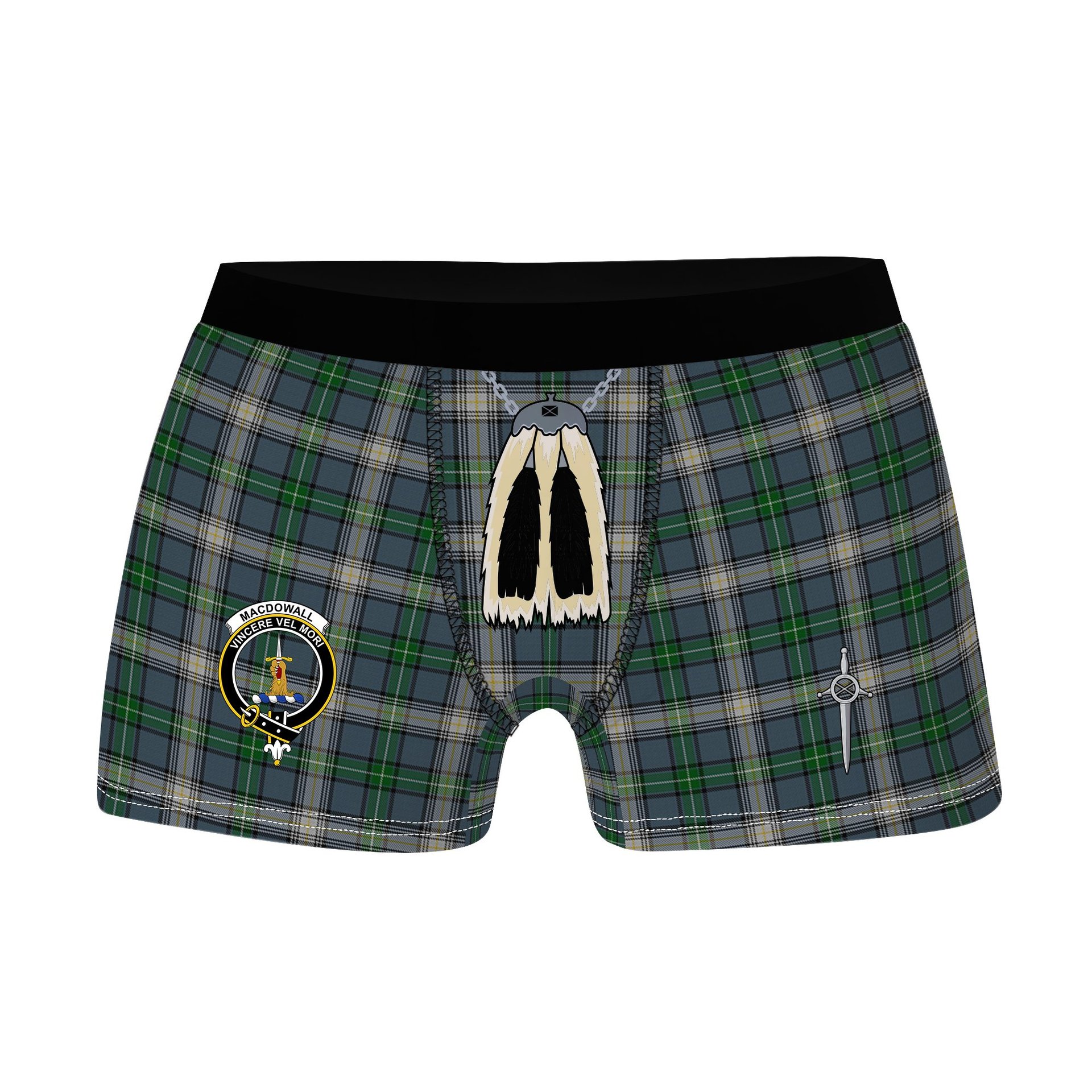 ScotsTee Shop Scottish MacDowall Clan Crest Highland Kilt Sporran Tartan Boxer Briefs