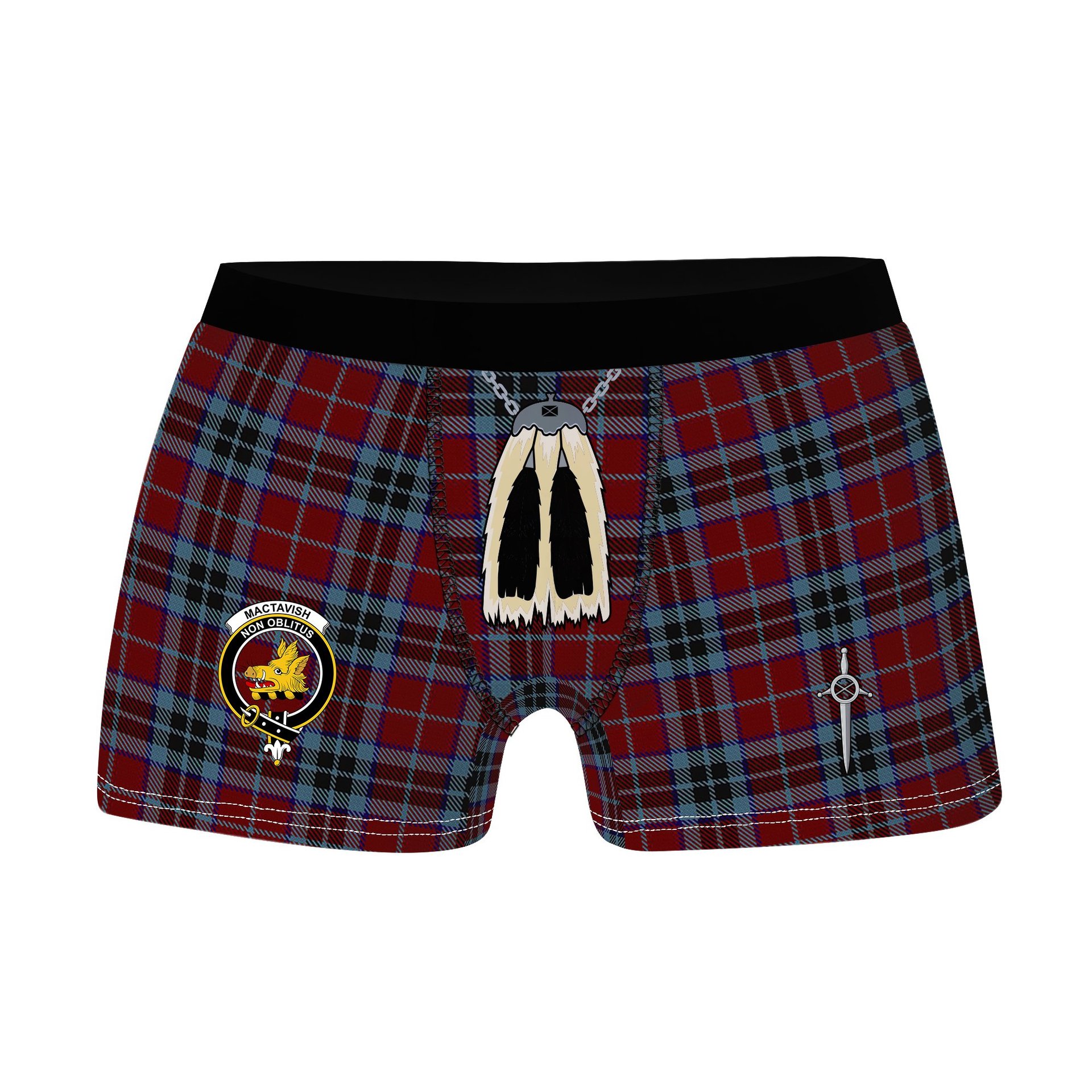 ScotsTee Shop Scottish MacTavish 2 Clan Crest Highland Kilt Sporran Tartan Boxer Briefs