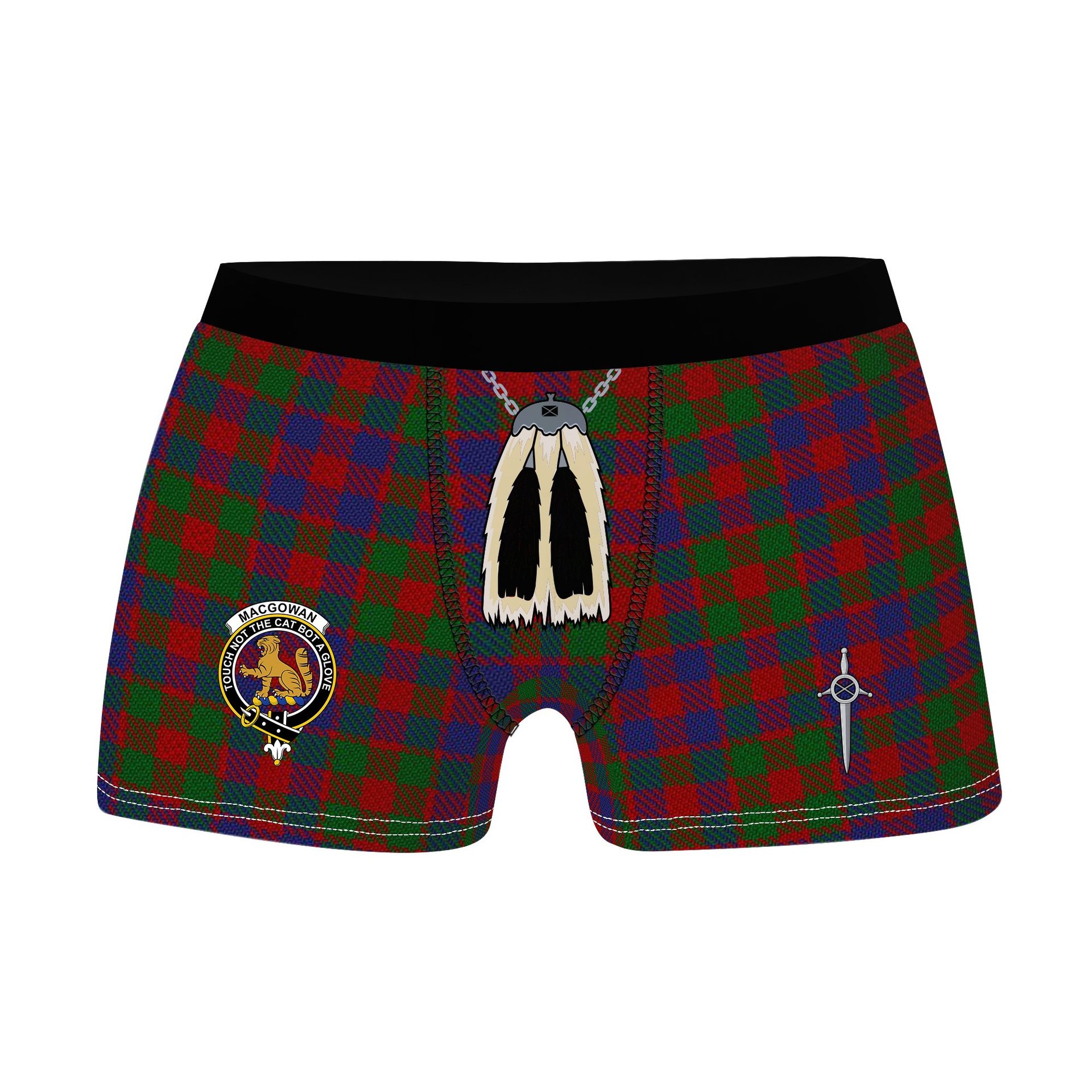ScotsTee Shop Scottish MacGowan Clan Crest Highland Kilt Sporran Tartan Boxer Briefs