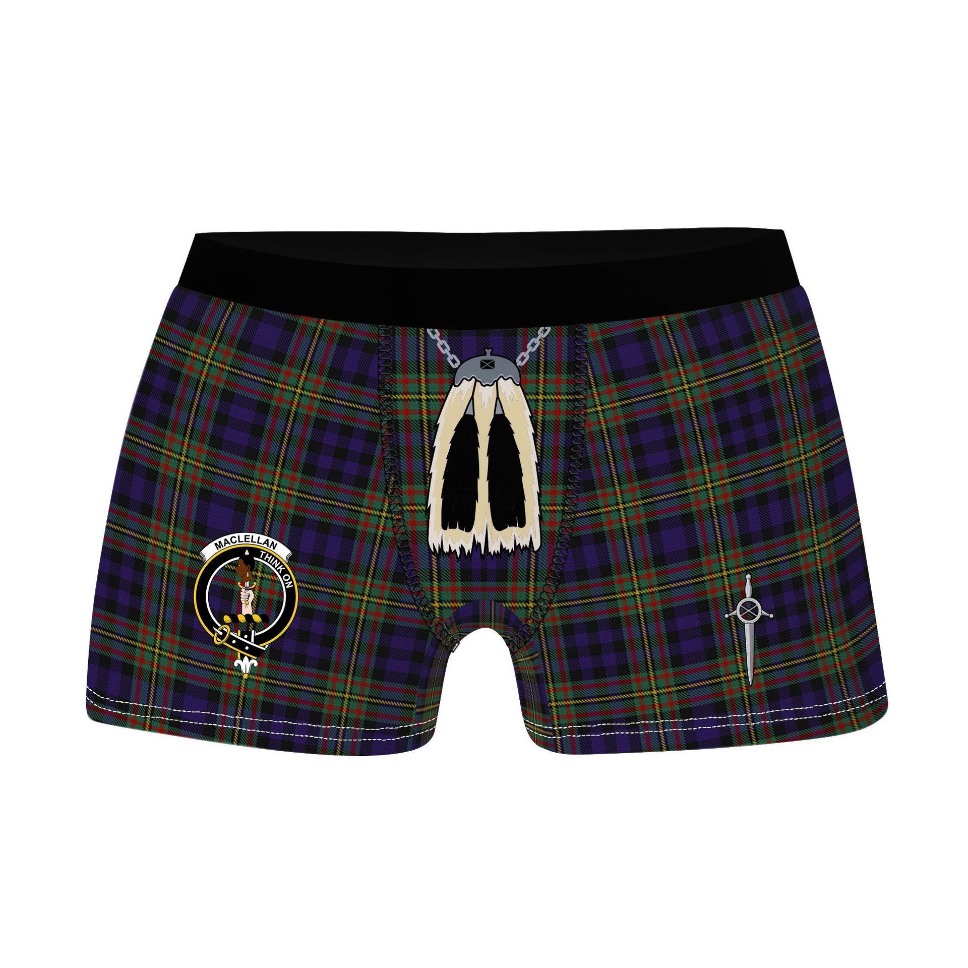 ScotsTee Shop Scottish MacLellan Clan Crest Highland Kilt Sporran Tartan Boxer Briefs