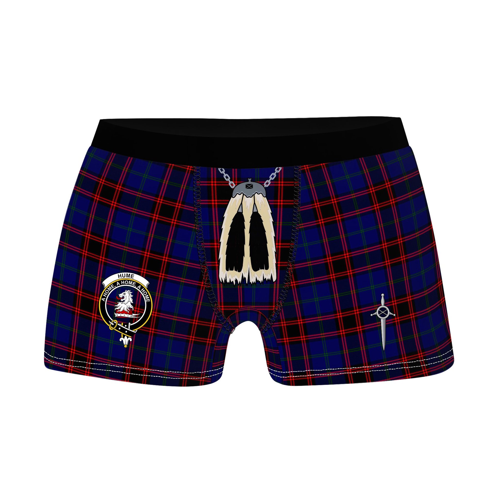 ScotsTee Shop Scottish Hume Modern Clan Crest Highland Kilt Sporran Tartan Boxer Briefs