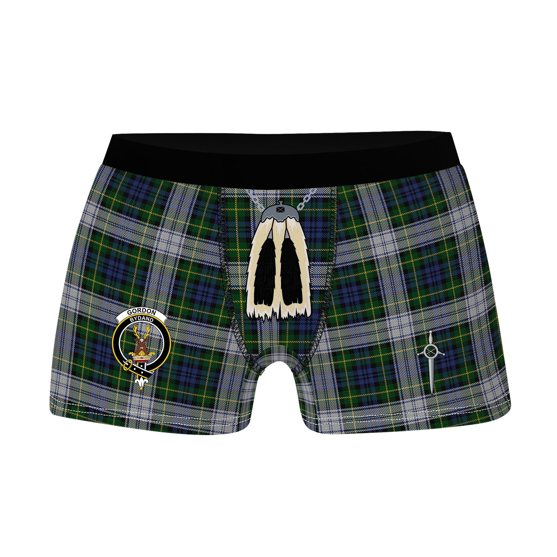 ScotsTee Shop Scottish Gordon Dress Clan Crest Highland Kilt Sporran Tartan Boxer Briefs