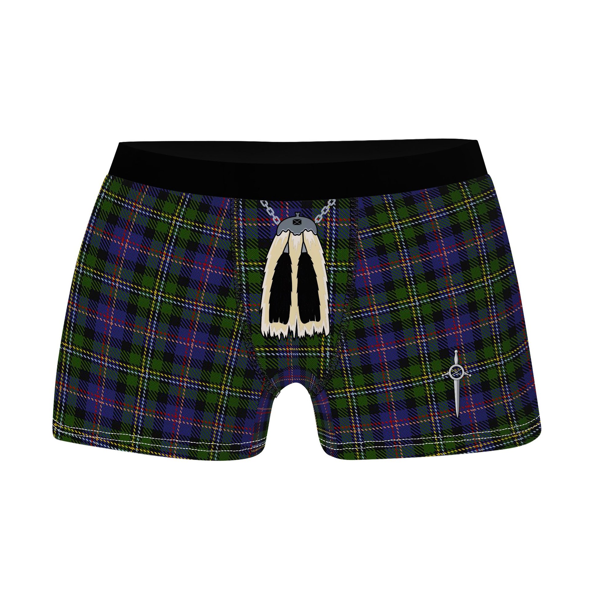 ScotsTee Shop Scottish Malcolm 1840 Clan Highland Kilt Sporran Tartan Boxer Briefs