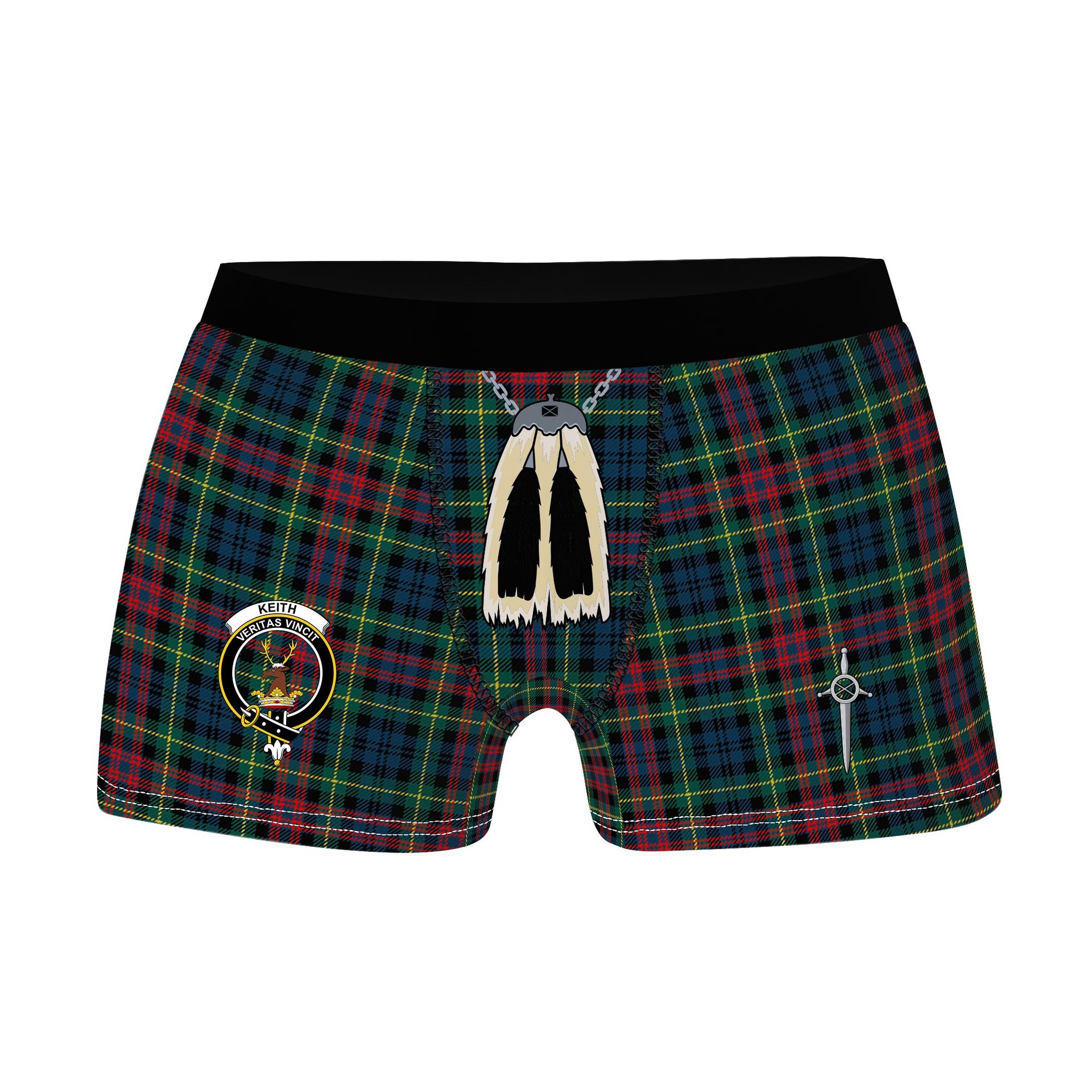 ScotsTee Shop Scottish Keith District Modern Clan Crest Highland Kilt Sporran Tartan Boxer Briefs