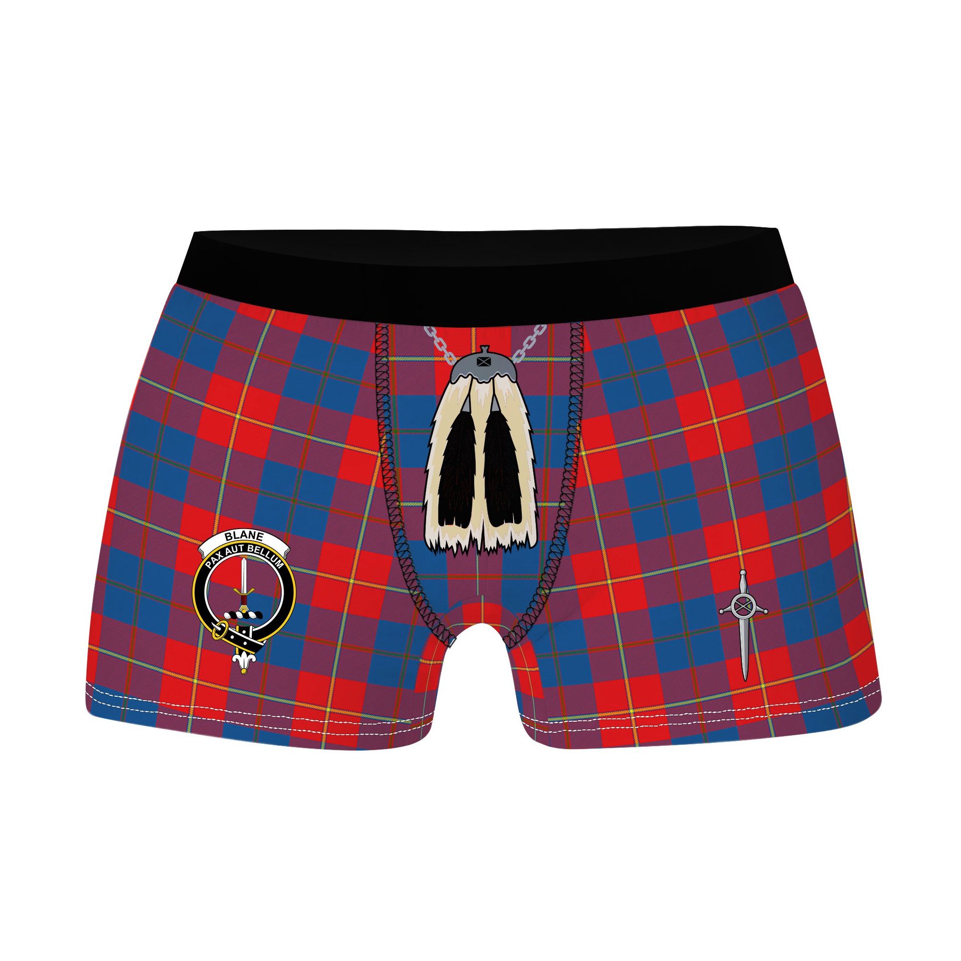 ScotsTee Shop Scottish Blane Clan Crest Highland Kilt Sporran Tartan Boxer Briefs