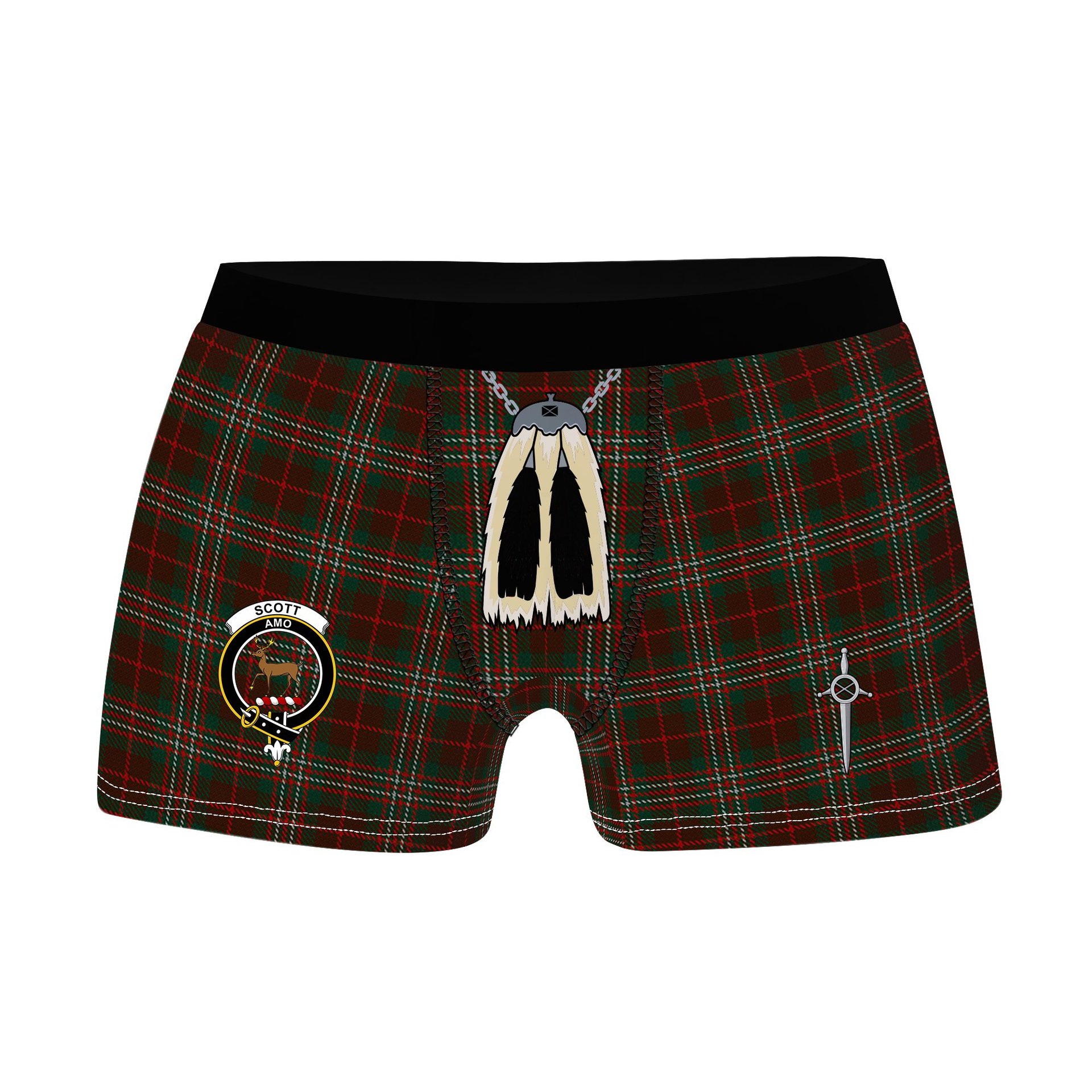ScotsTee Shop Scottish Scott Hunting Clan Crest Highland Kilt Sporran Tartan Boxer Briefs