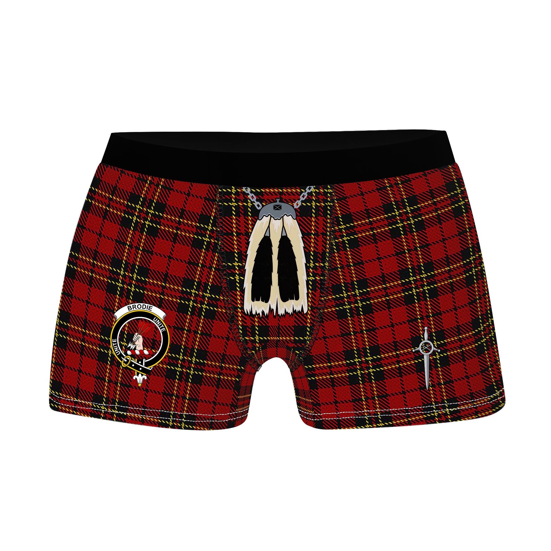 ScotsTee Shop Scottish Brodie Clan Crest Highland Kilt Sporran Tartan Boxer Briefs