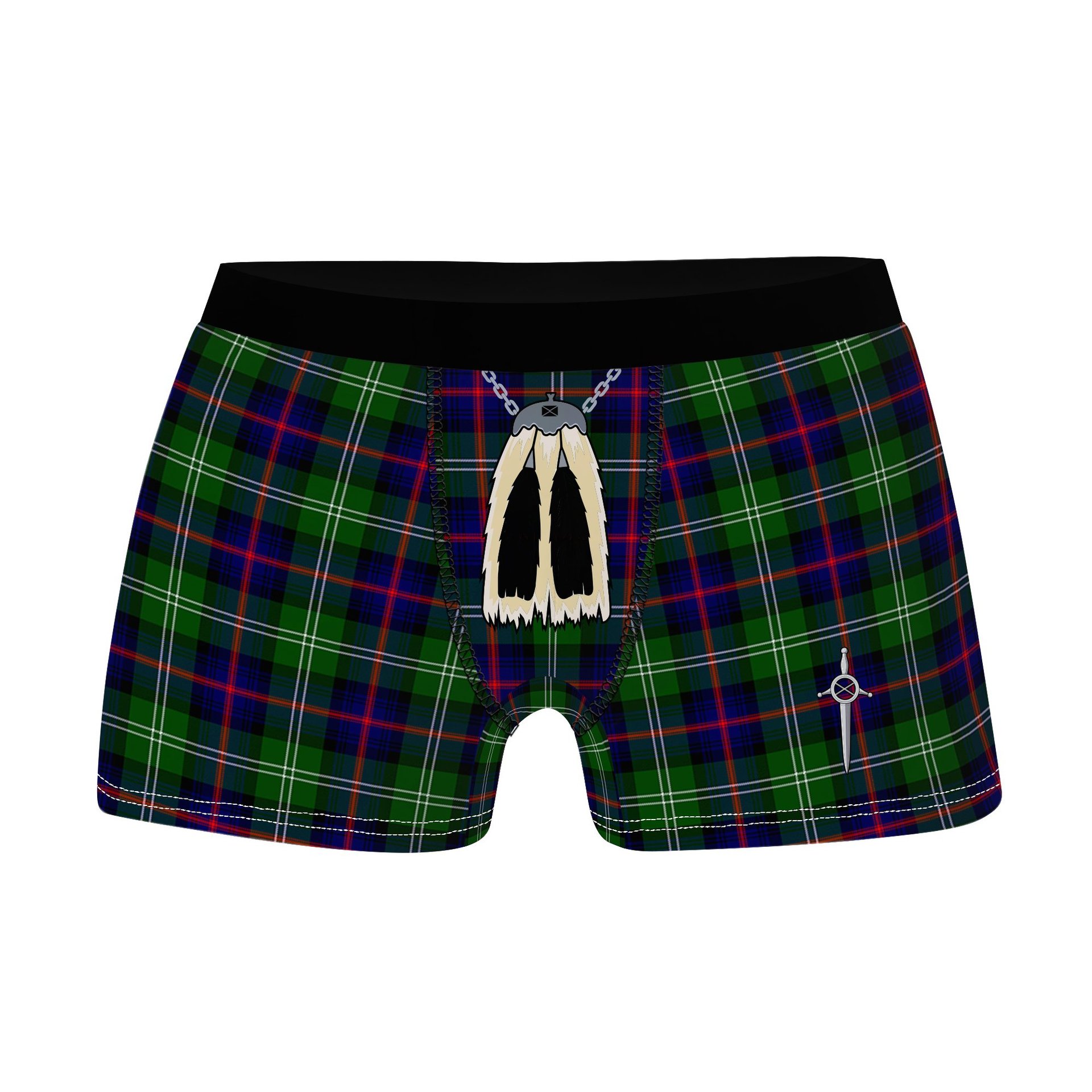 ScotsTee Shop Scottish Sutherland Modern Clan Highland Kilt Sporran Tartan Boxer Briefs