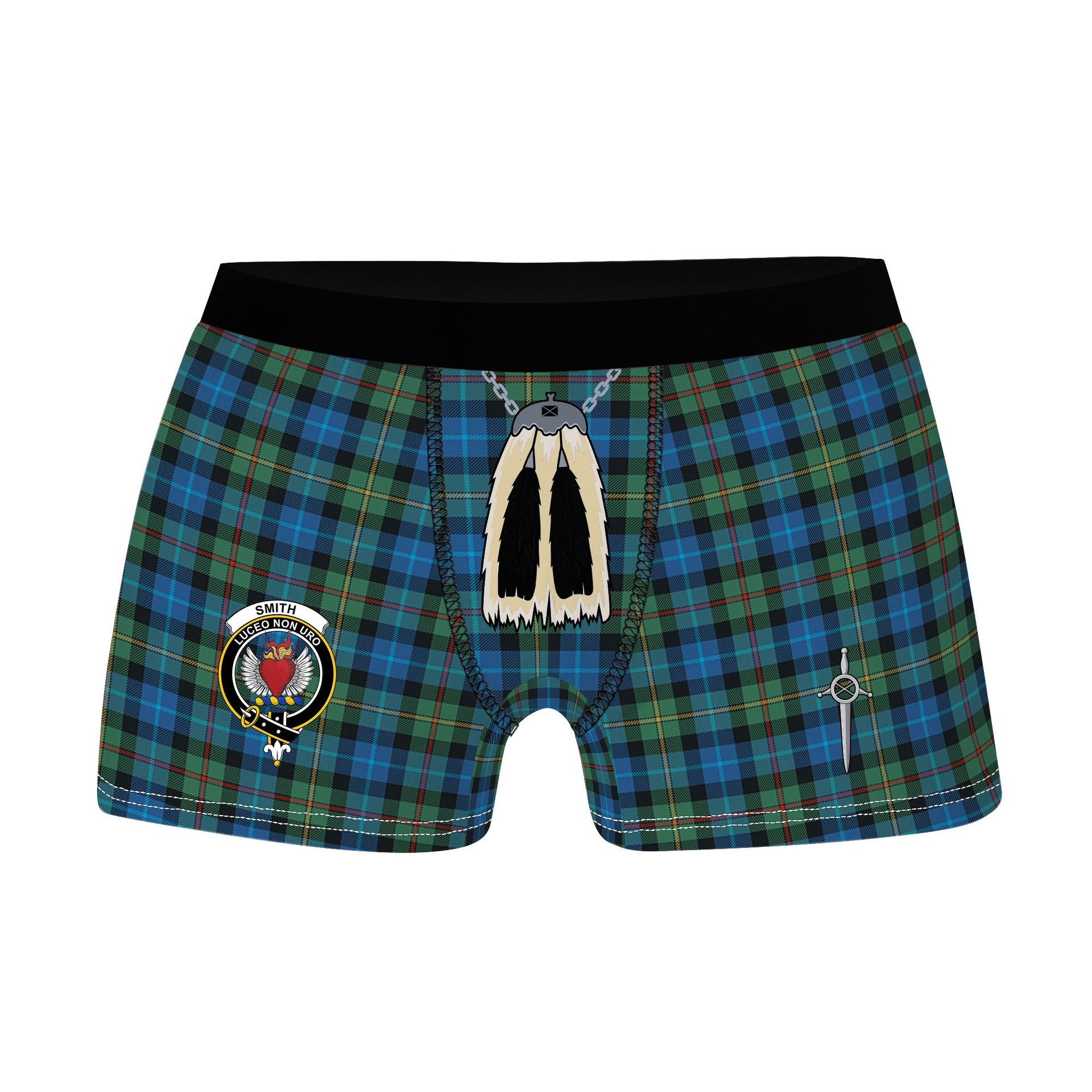 ScotsTee Shop Scottish Smith Ancient Clan Crest Highland Kilt Sporran Tartan Boxer Briefs