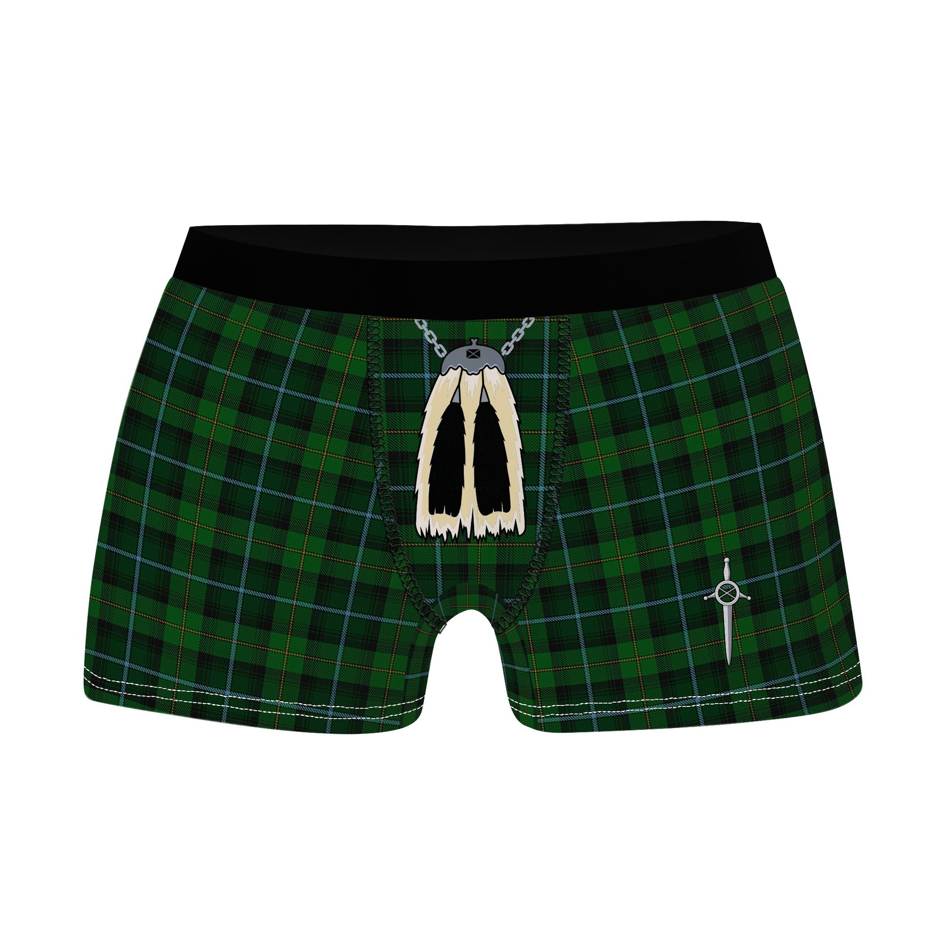 ScotsTee Shop Scottish McCandlish Hunting Green Clan Highland Kilt Sporran Tartan Boxer Briefs