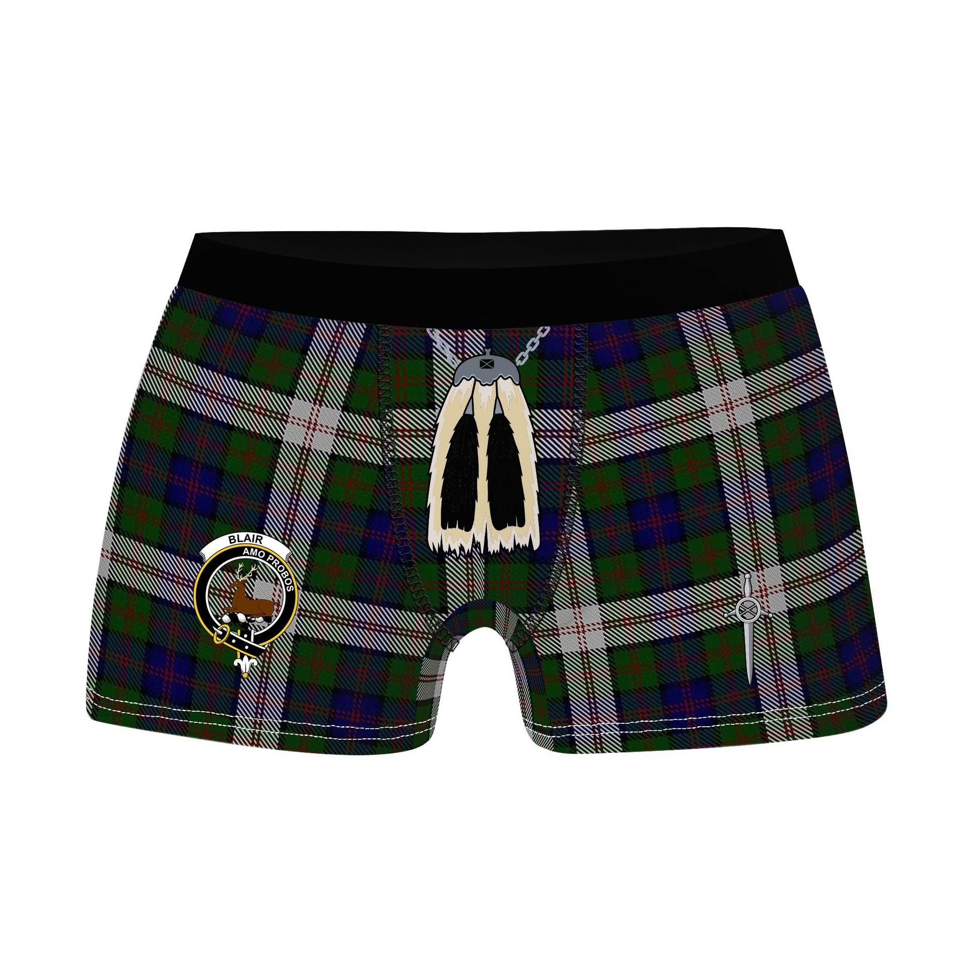 ScotsTee Shop Scottish Blair Dress Clan Crest Highland Kilt Sporran Tartan Boxer Briefs