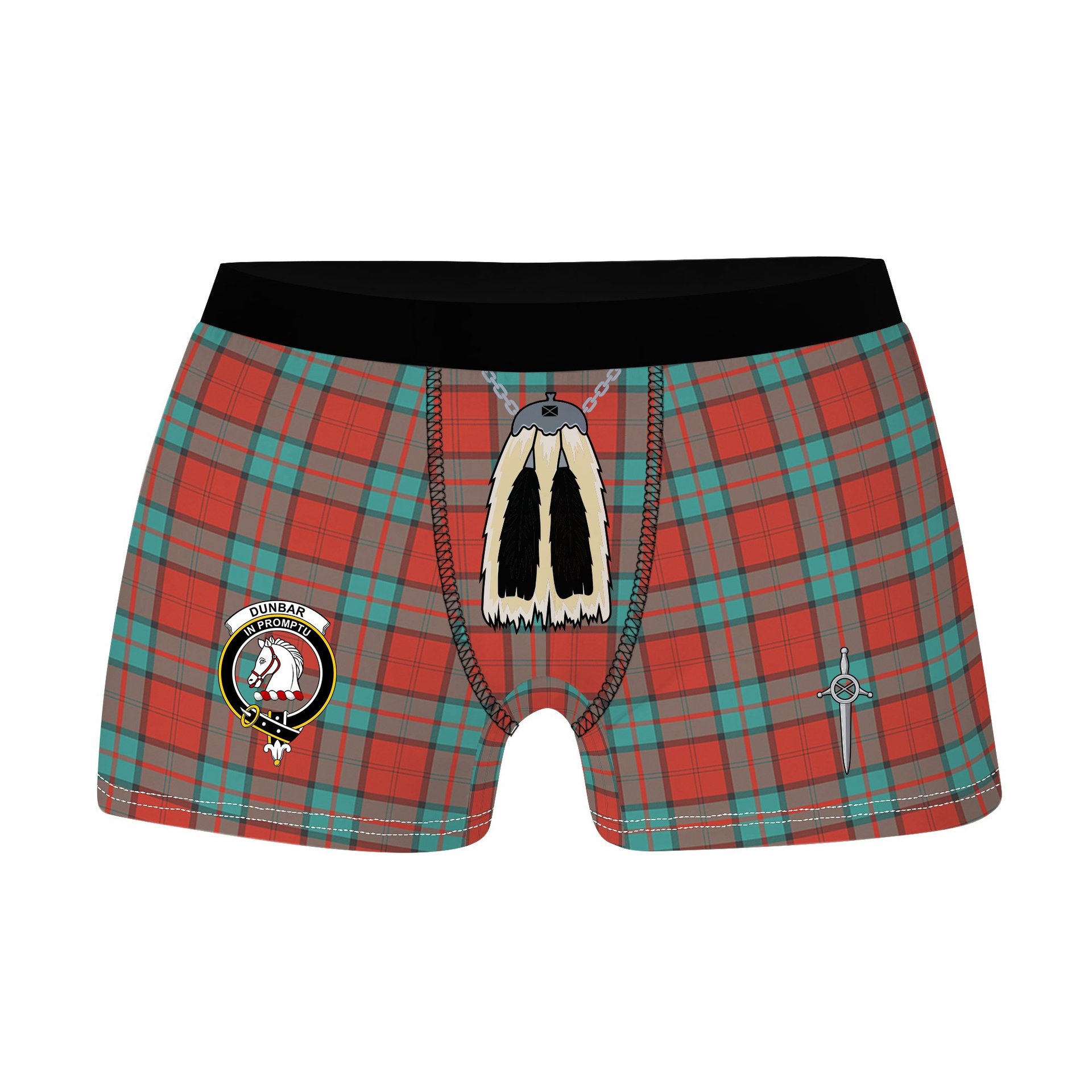 ScotsTee Shop Scottish Dunbar Ancient Clan Crest Highland Kilt Sporran Tartan Boxer Briefs