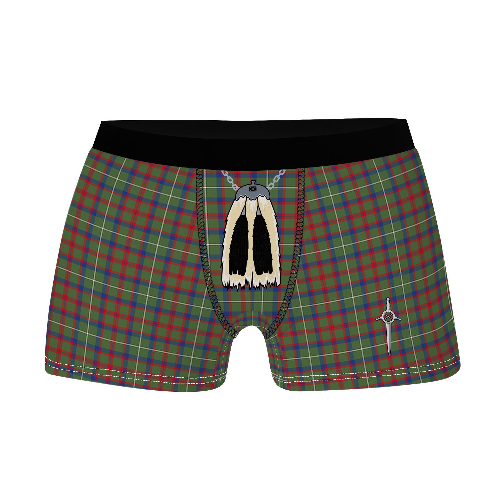 ScotsTee Shop Scottish Shaw Green Modern Clan Highland Kilt Sporran Tartan Boxer Briefs