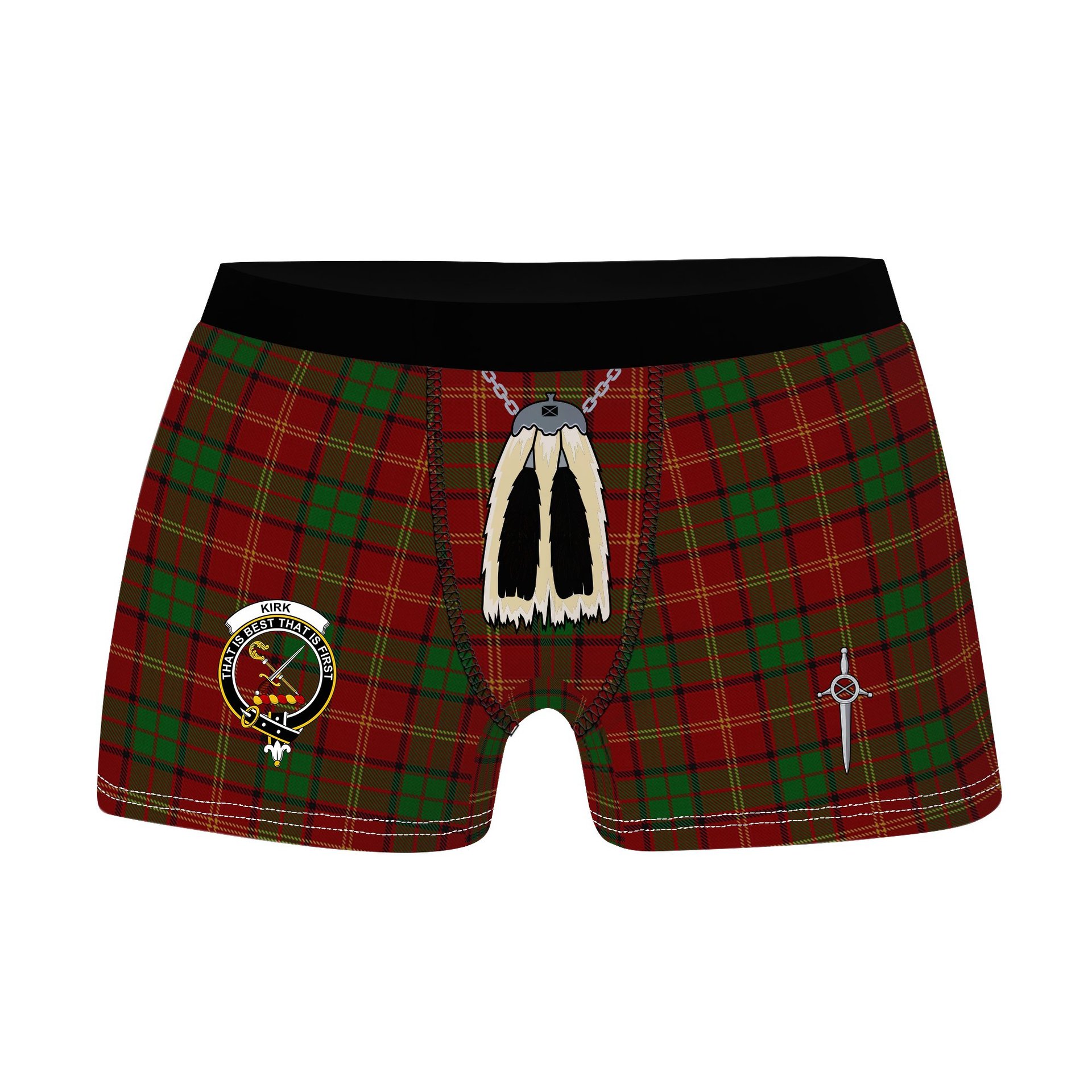 ScotsTee Shop Scottish Kirk Clan Crest Highland Kilt Sporran Tartan Boxer Briefs