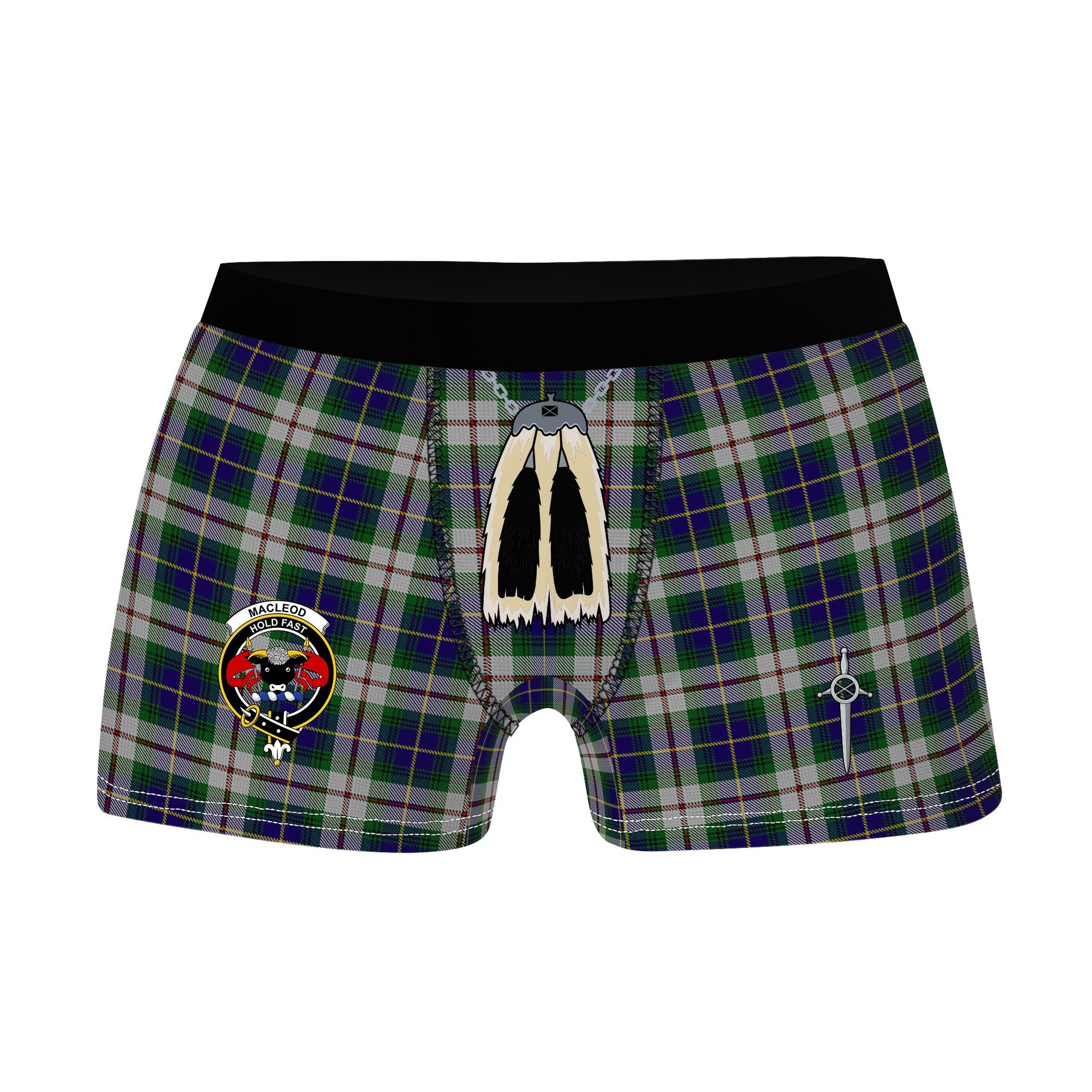 ScotsTee Shop Scottish MacLeod of California Clan Crest Highland Kilt Sporran Tartan Boxer Briefs