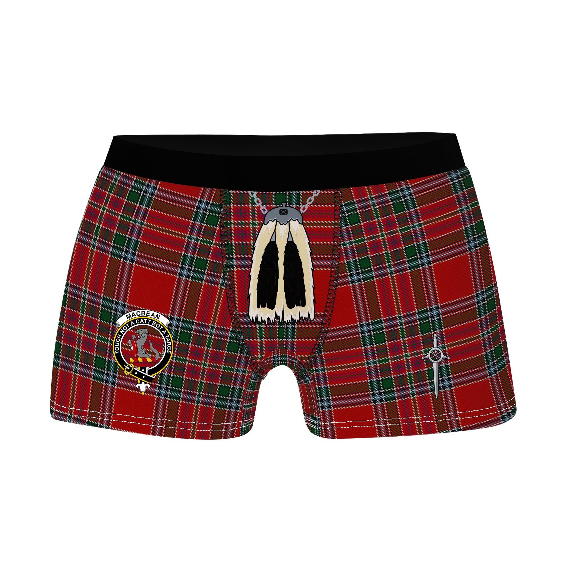 ScotsTee Shop Scottish MacBean Clan Crest Highland Kilt Sporran Tartan Boxer Briefs