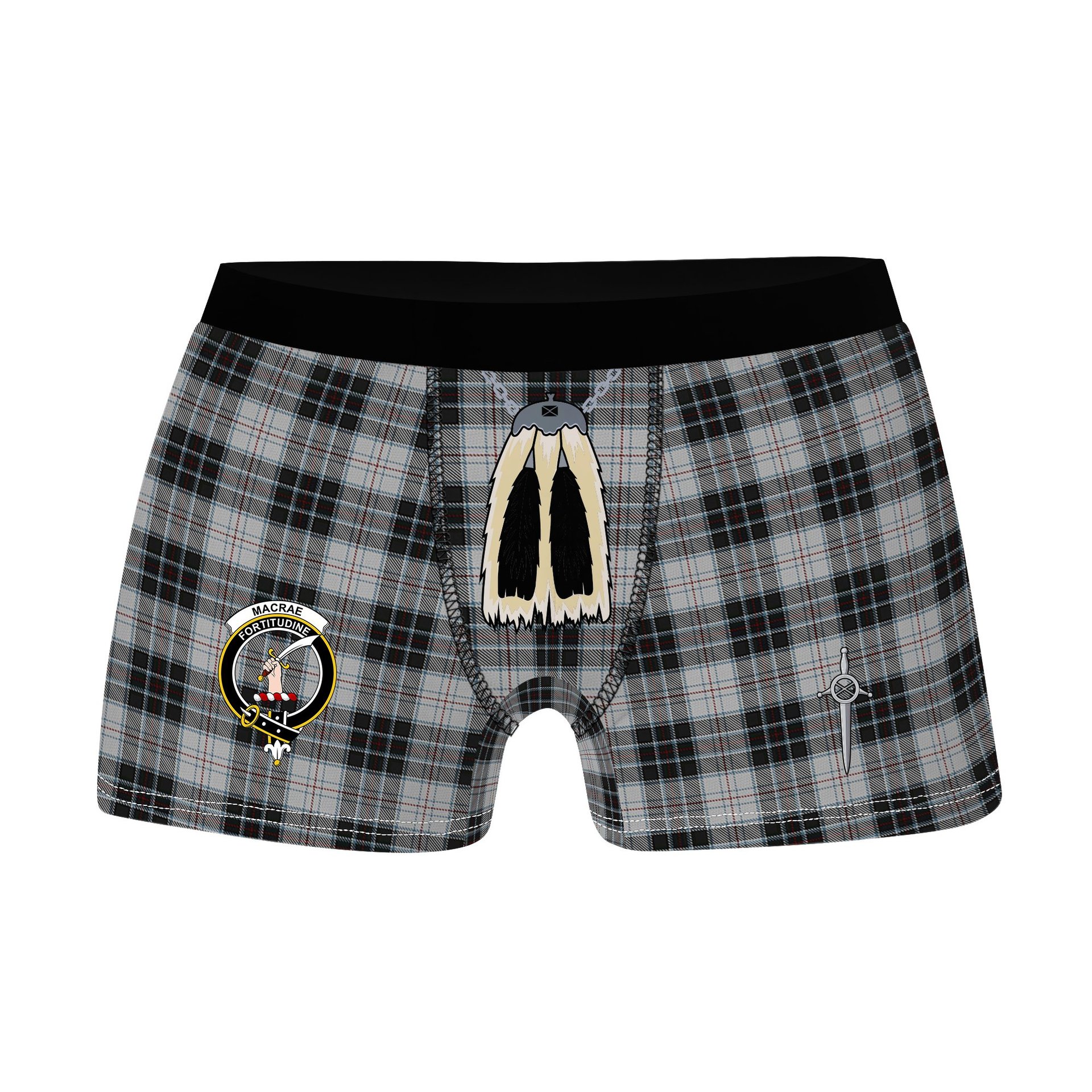 ScotsTee Shop Scottish MacRae Dress Clan Crest Highland Kilt Sporran Tartan Boxer Briefs