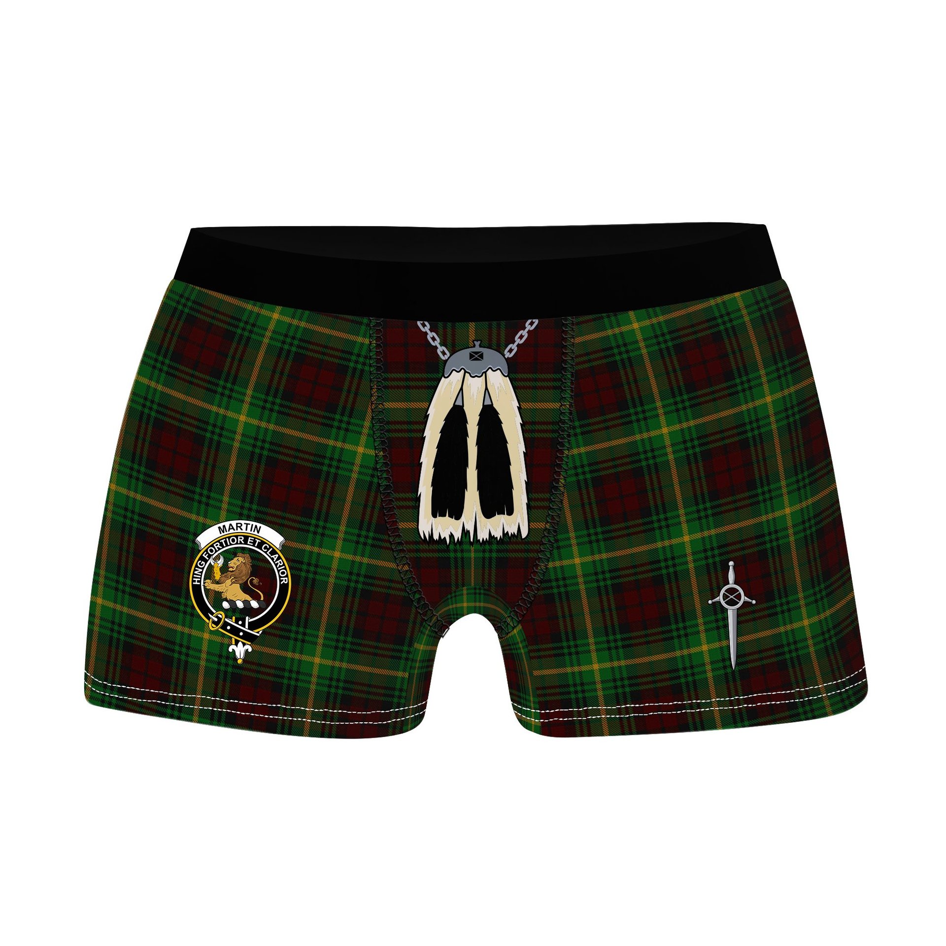 ScotsTee Shop Scottish Martin Clan Crest Highland Kilt Sporran Tartan Boxer Briefs