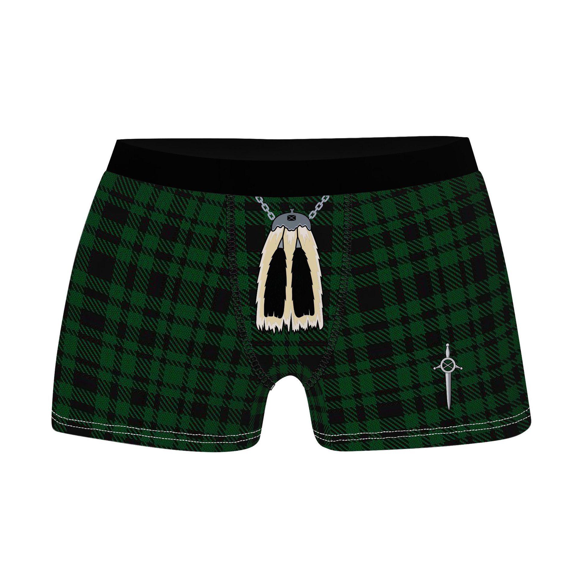 ScotsTee Shop Scottish Menzies Green Clan Highland Kilt Sporran Tartan Boxer Briefs