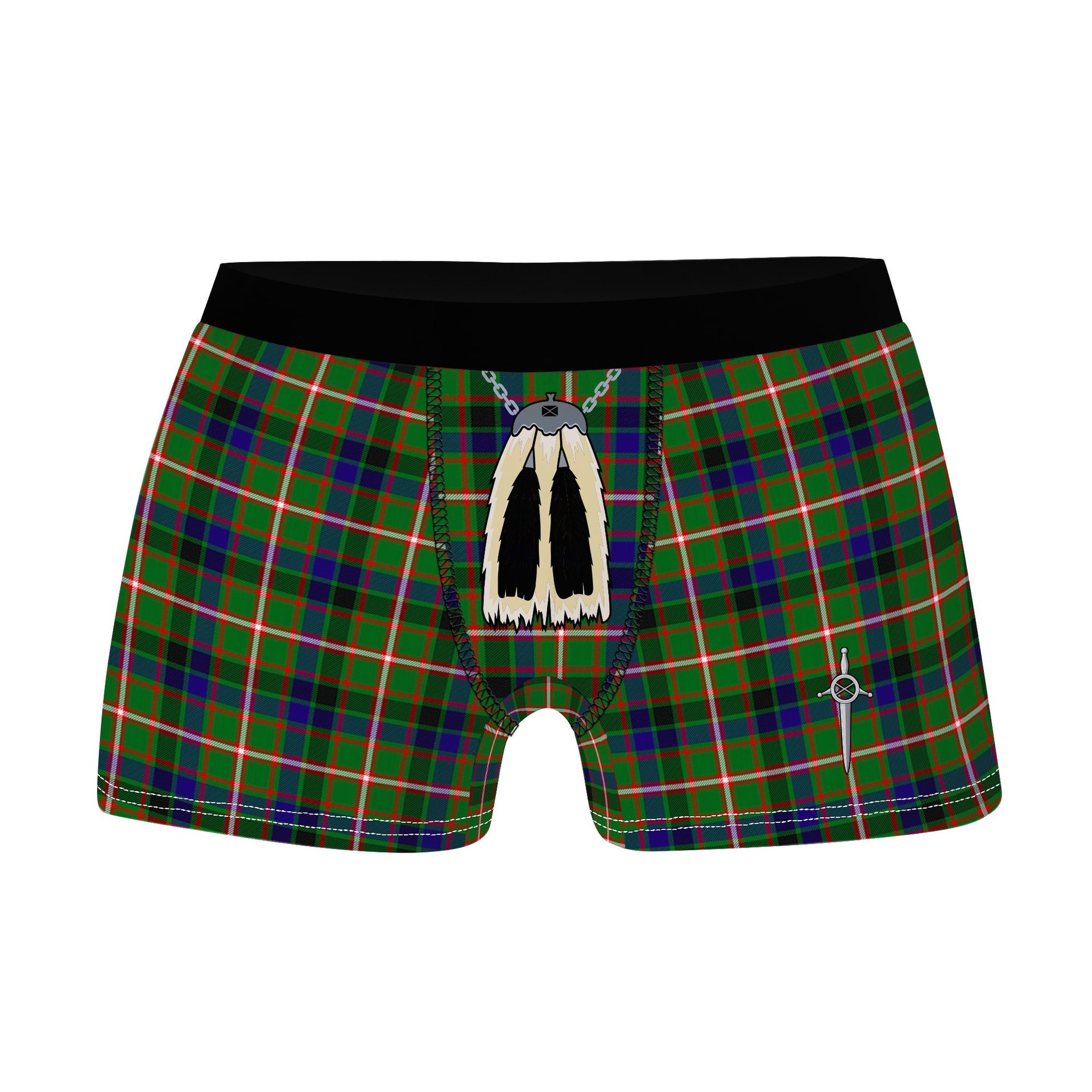 ScotsTee Shop Scottish Reid Green SC Clan Highland Kilt Sporran Tartan Boxer Briefs
