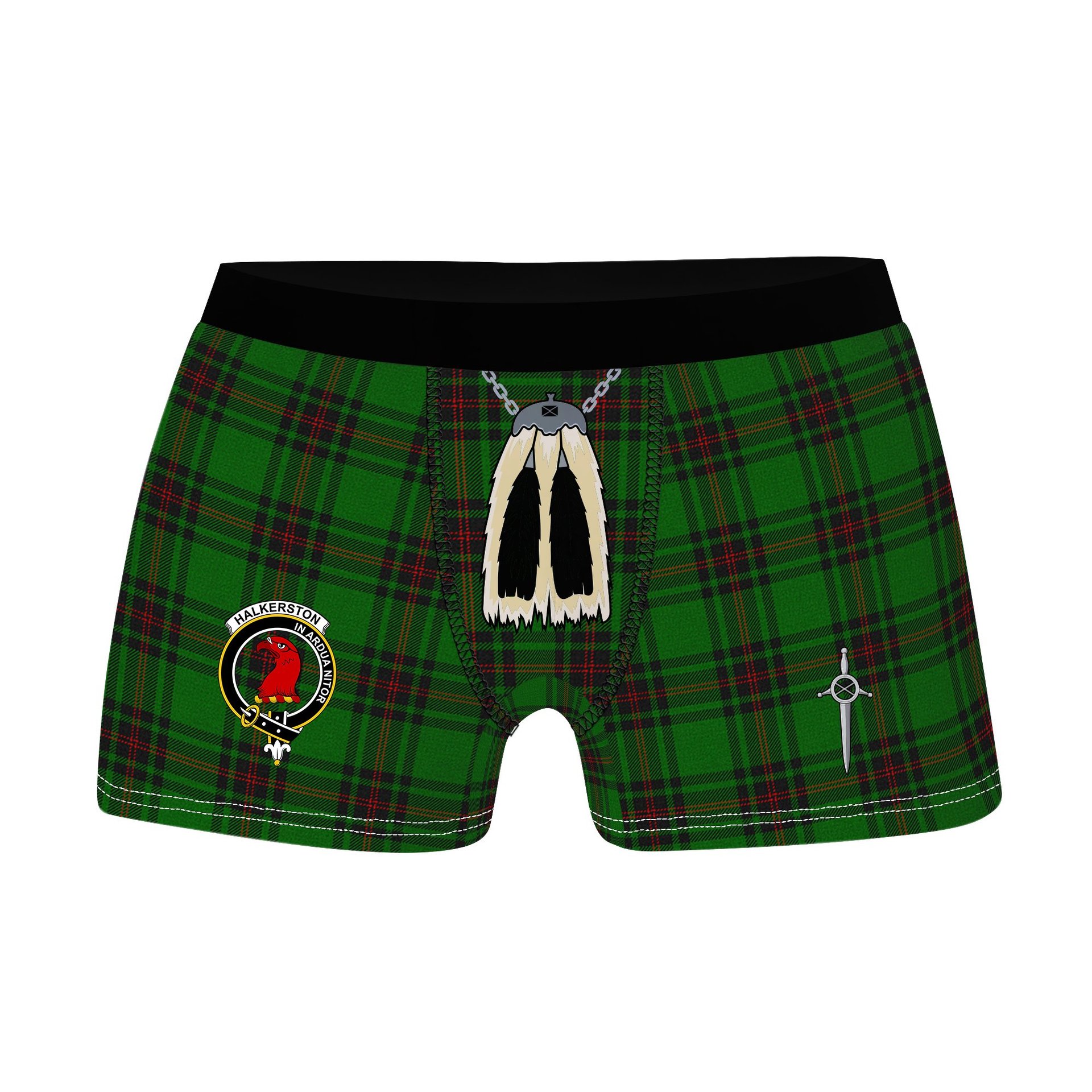 ScotsTee Shop Scottish Halkerston Clan Crest Highland Kilt Sporran Tartan Boxer Briefs