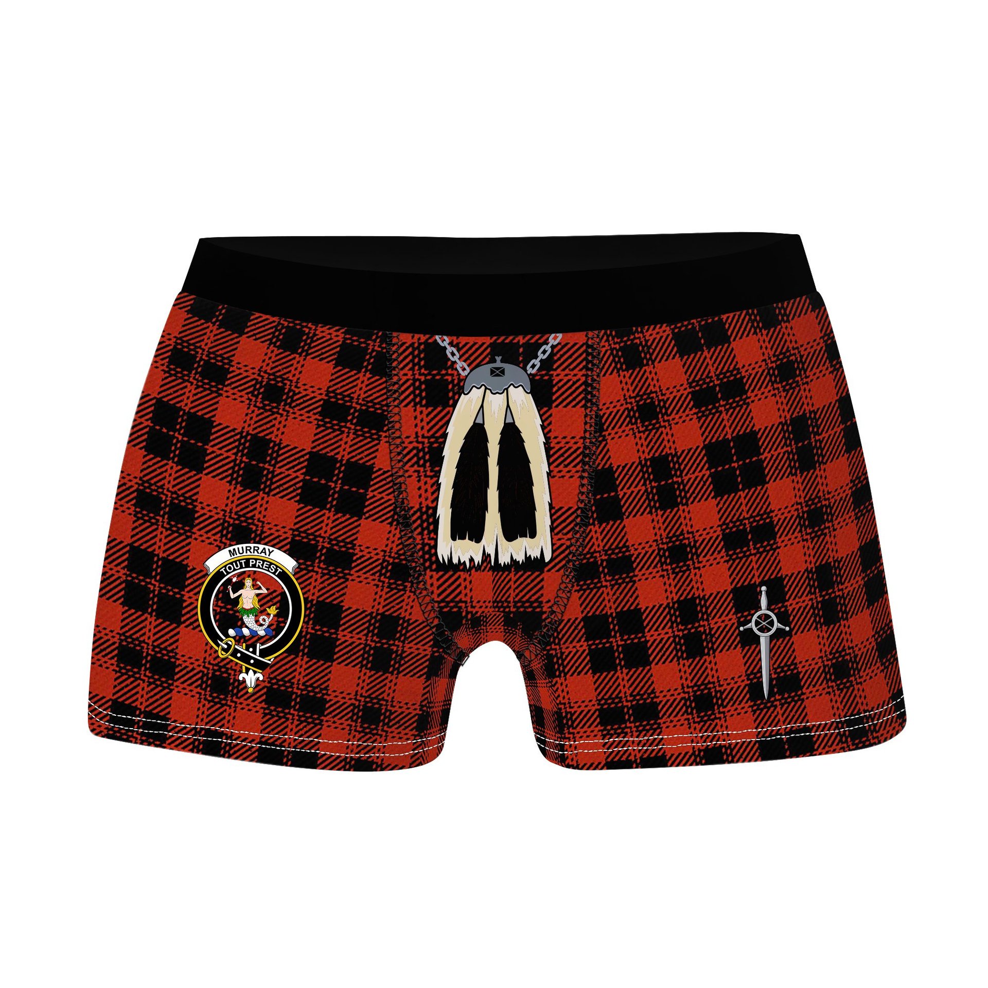 ScotsTee Shop Scottish Murray of Ochtertyre Ancient Clan Crest Highland Kilt Sporran Tartan Boxer Briefs