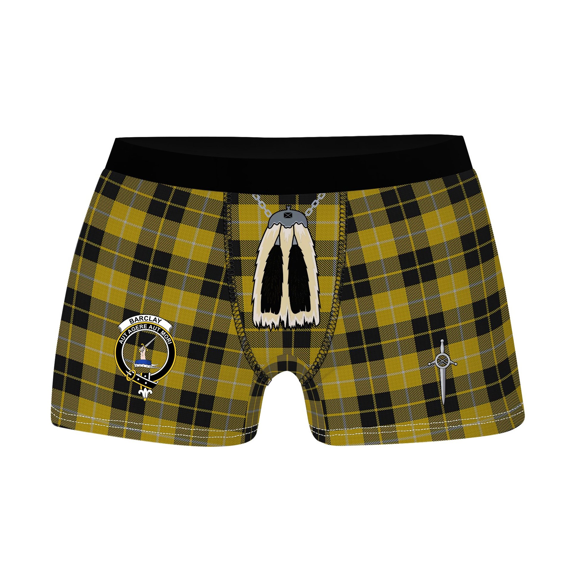 ScotsTee Shop Scottish Barclay Dress Clan Crest Highland Kilt Sporran Tartan Boxer Briefs