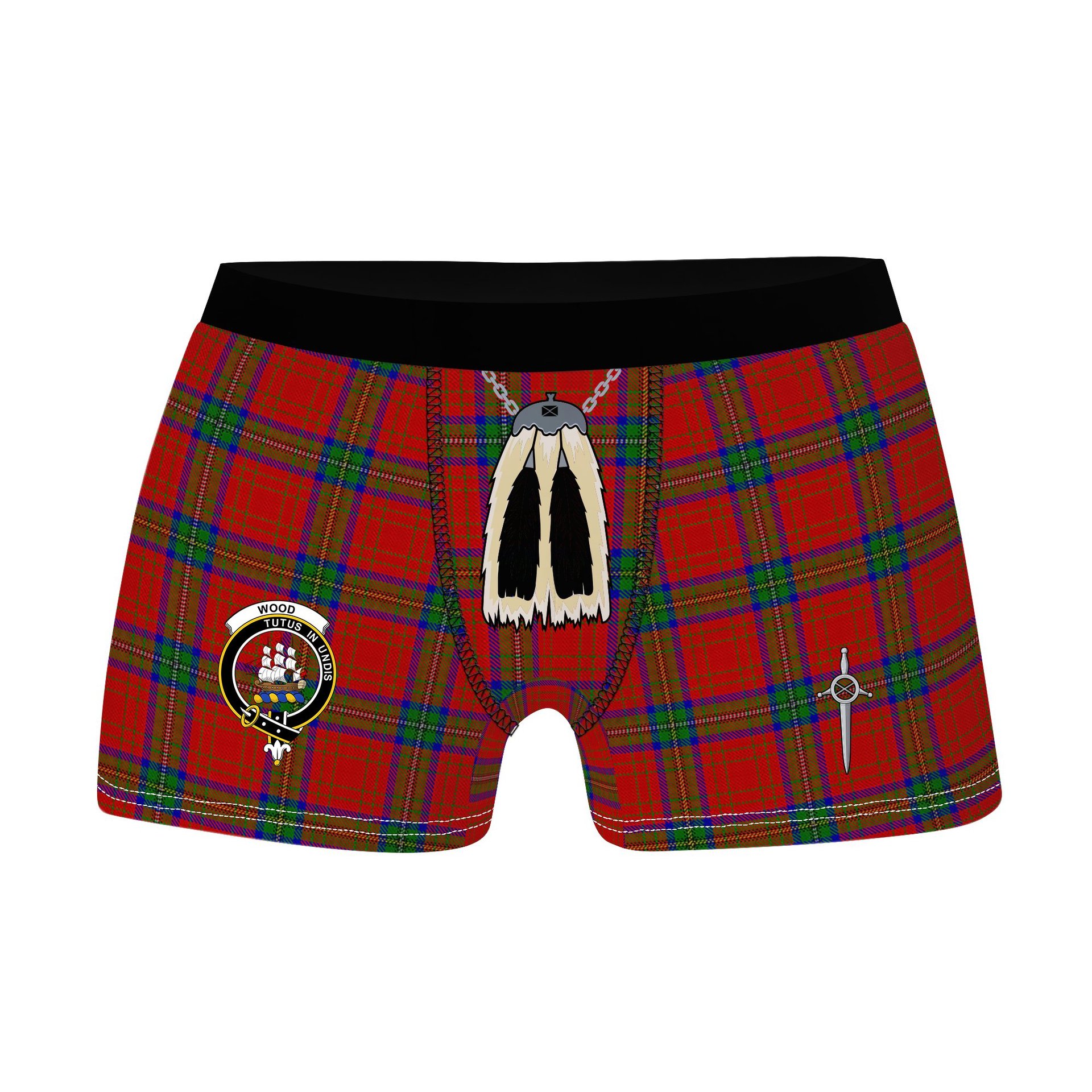 ScotsTee Shop Scottish Wood Dress Clan Crest Highland Kilt Sporran Tartan Boxer Briefs