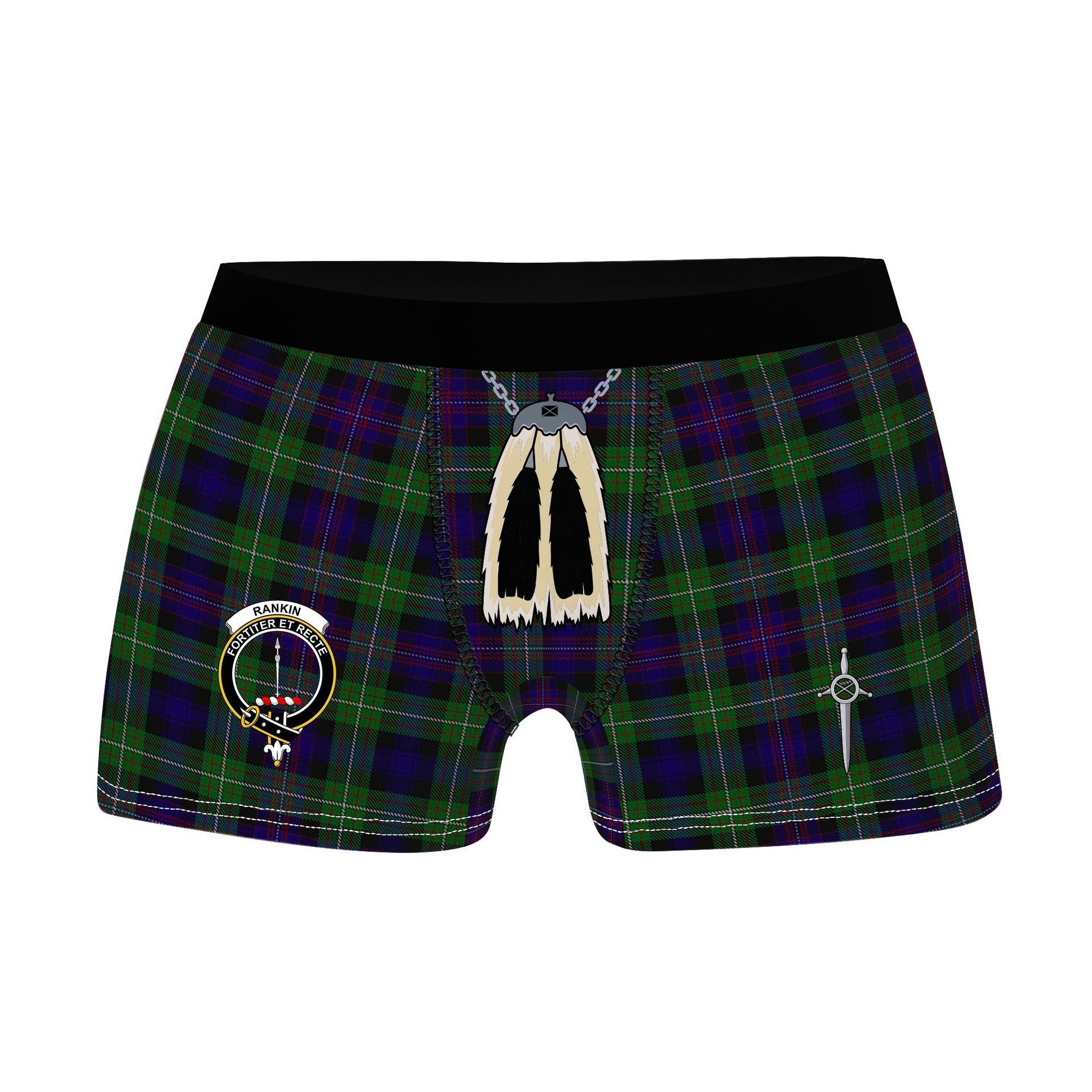 ScotsTee Shop Scottish Rankin Dalgleish Clan Crest Highland Kilt Sporran Tartan Boxer Briefs