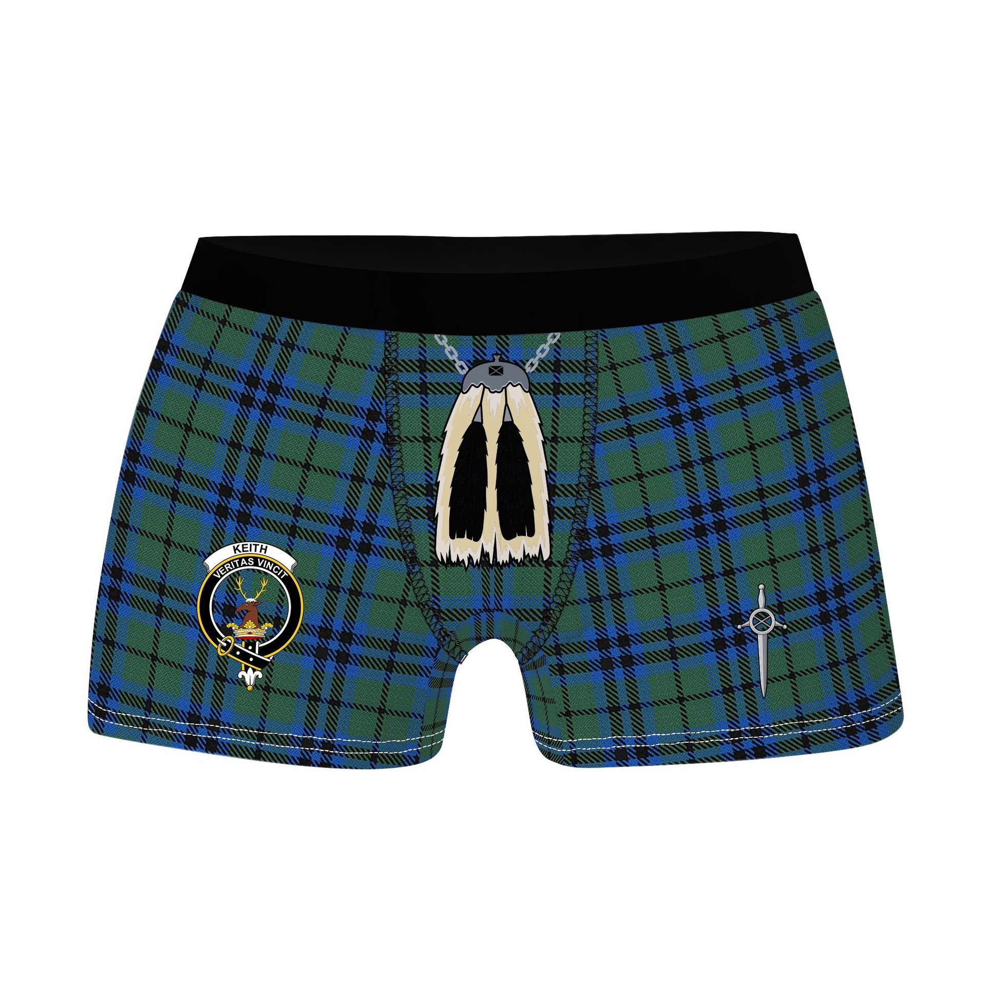 ScotsTee Shop Scottish Keith Clan Crest Highland Kilt Sporran Tartan Boxer Briefs